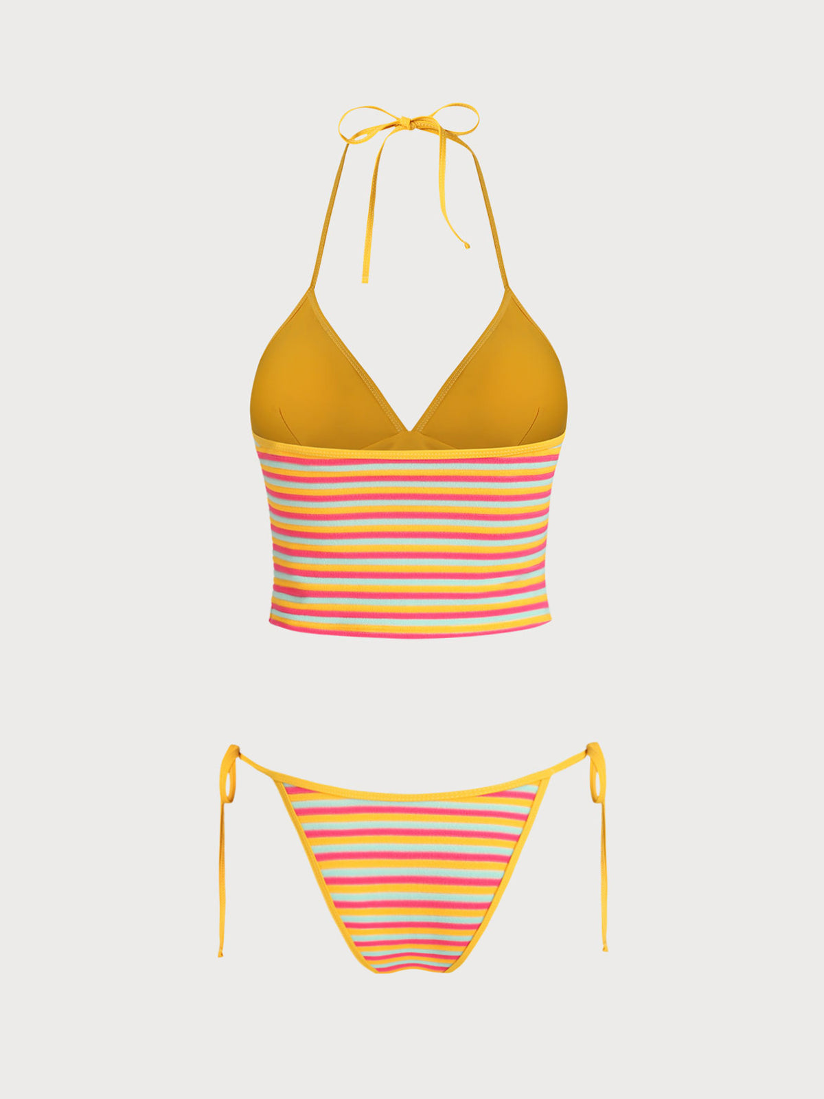 Women'S Polyester Knitted Rainbow Stripe Terry Tankini Set Tankinis - SAMIOLSWIM