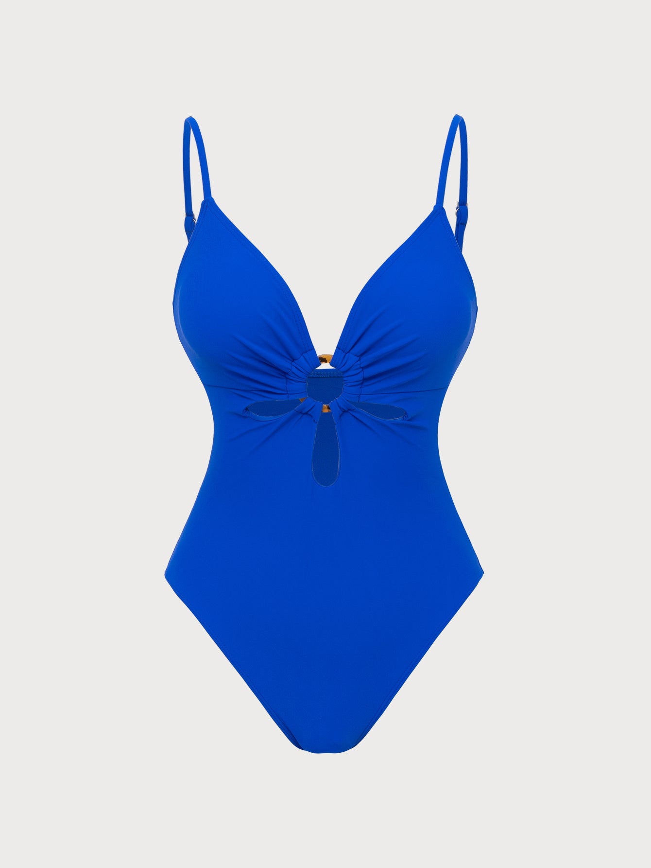 Women'S Polyester Knitted Ring Hollow One-Piece Swimsuit Blue One-Pieces - SAMIOLSWIM