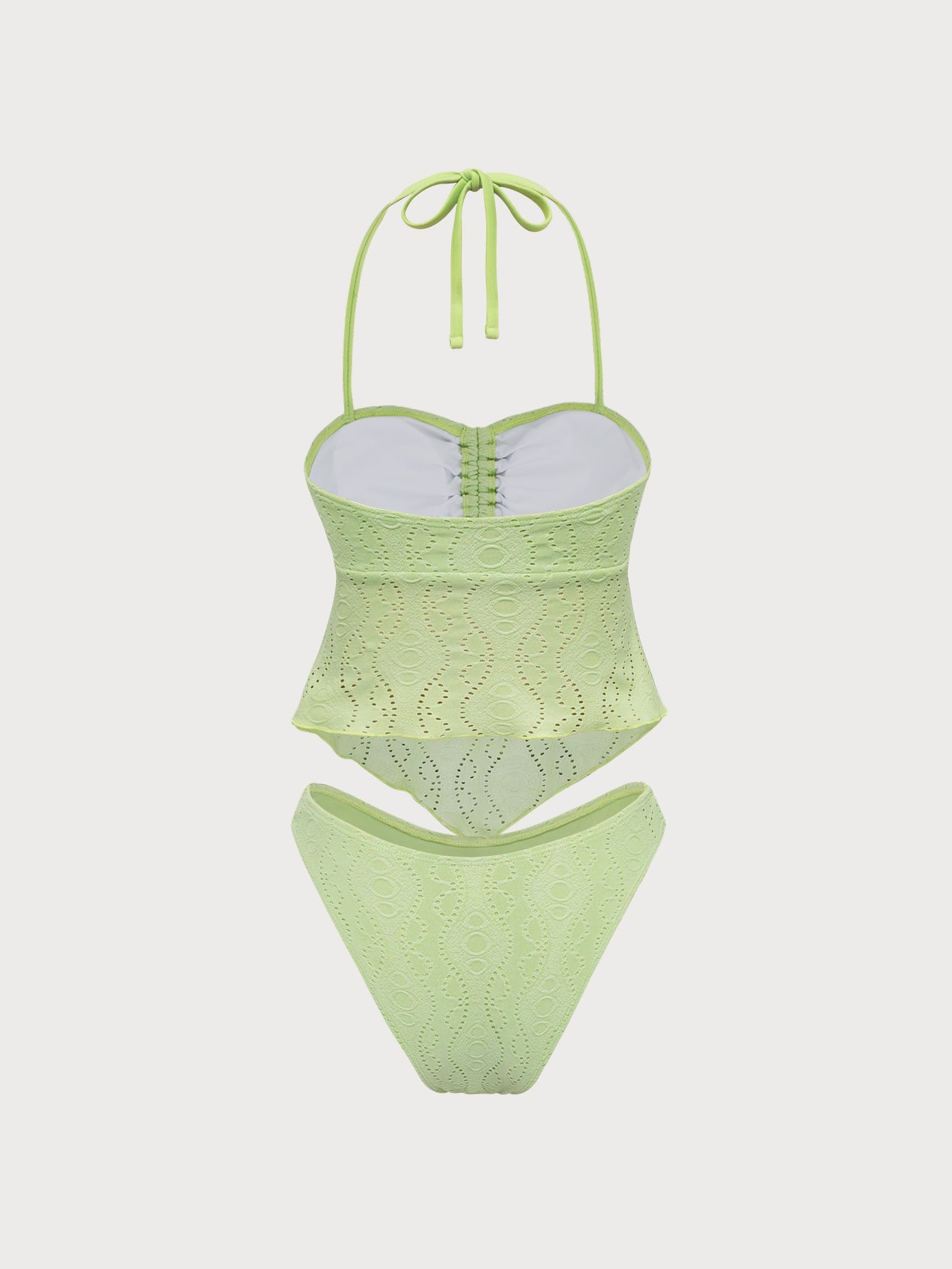 Women'S Polyester Knitted Ruched Irregular Hem Tankini Swimsuit Tankinis - SAMIOLSWIM