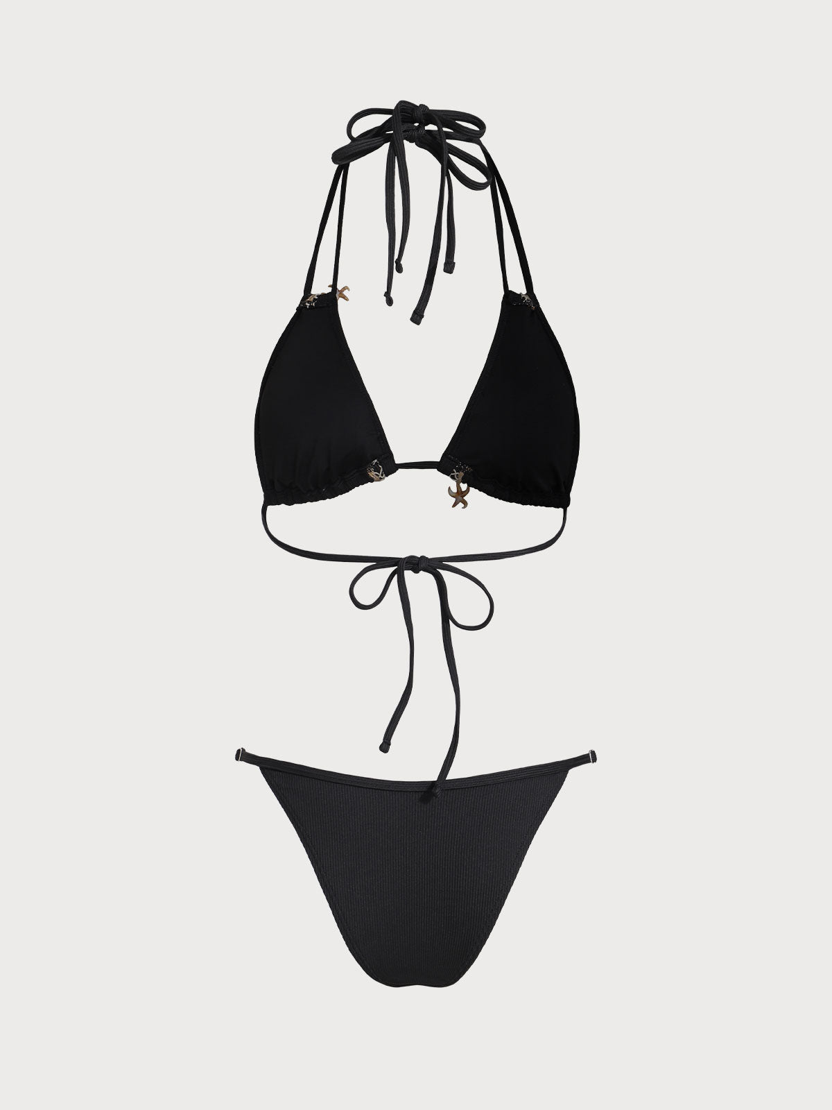 Women'S Polyester Knitted Shell Embellished Bikini Set Bikinis - SAMIOLSWIM