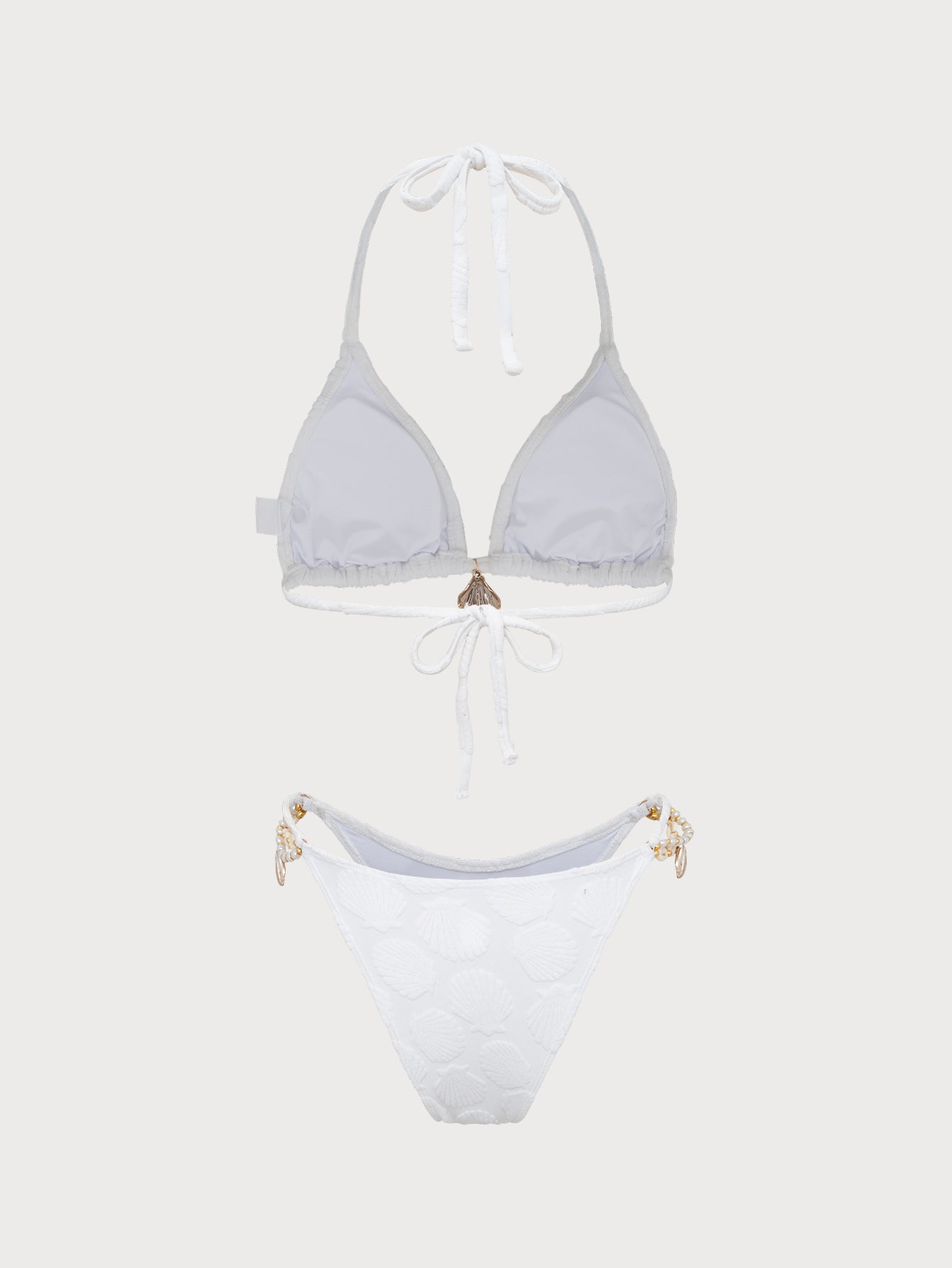 Women'S Polyester Knitted Shell Trim Bikini Set Bikinis - SAMIOLSWIM