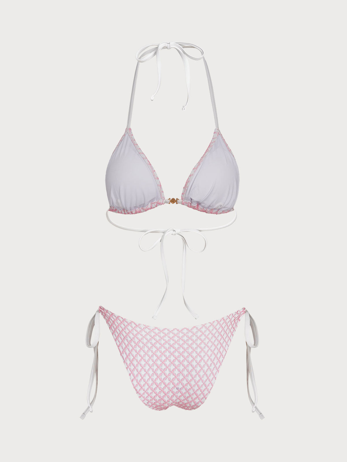 Women'S Polyester Knitted Shell Trim Bikini Set Bikinis - SAMIOLSWIM