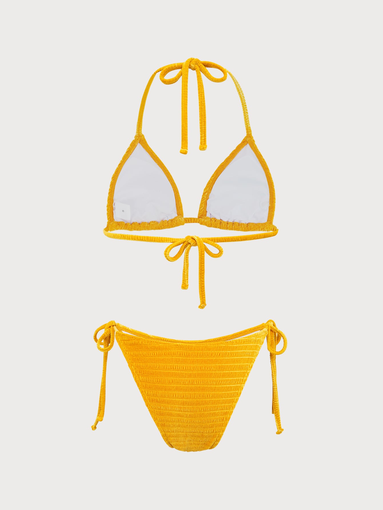 Women'S Polyester Knitted Smocked Velvet Bikini Set Bikinis - SAMIOLSWIM