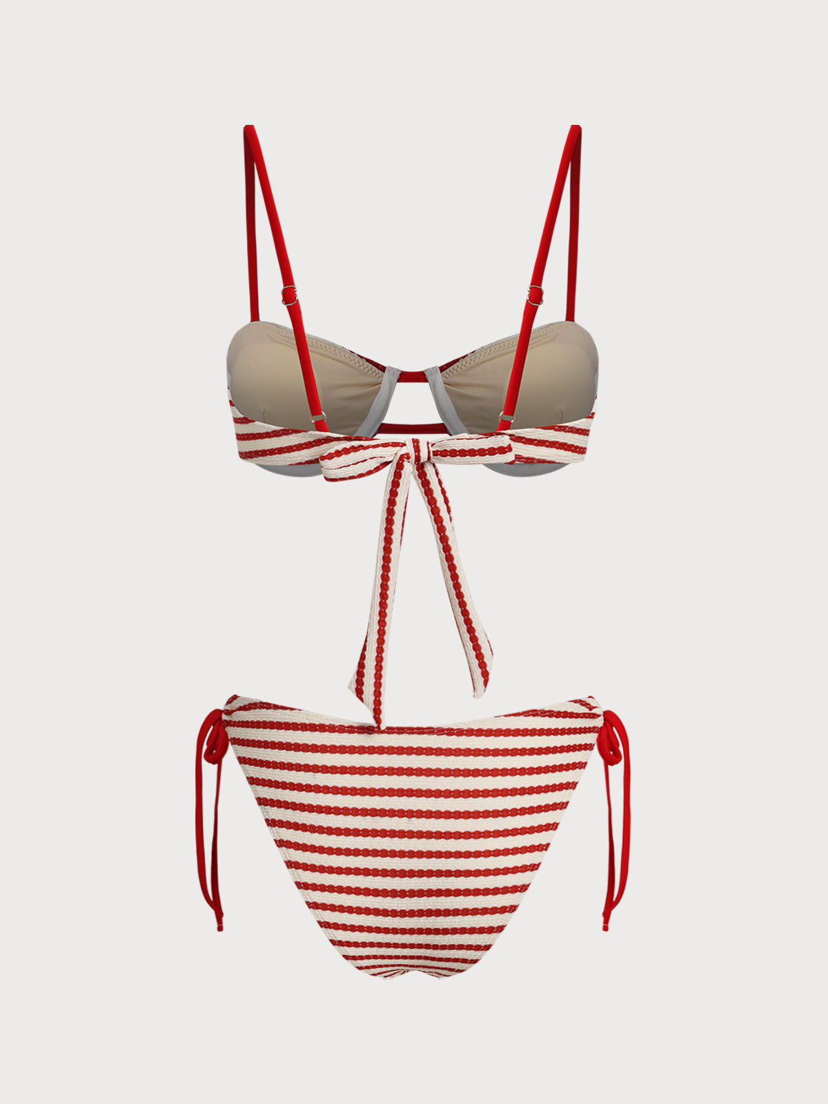 Women'S Polyester Knitted Striped Underwire Bikini Set Bikinis - SAMIOLSWIM