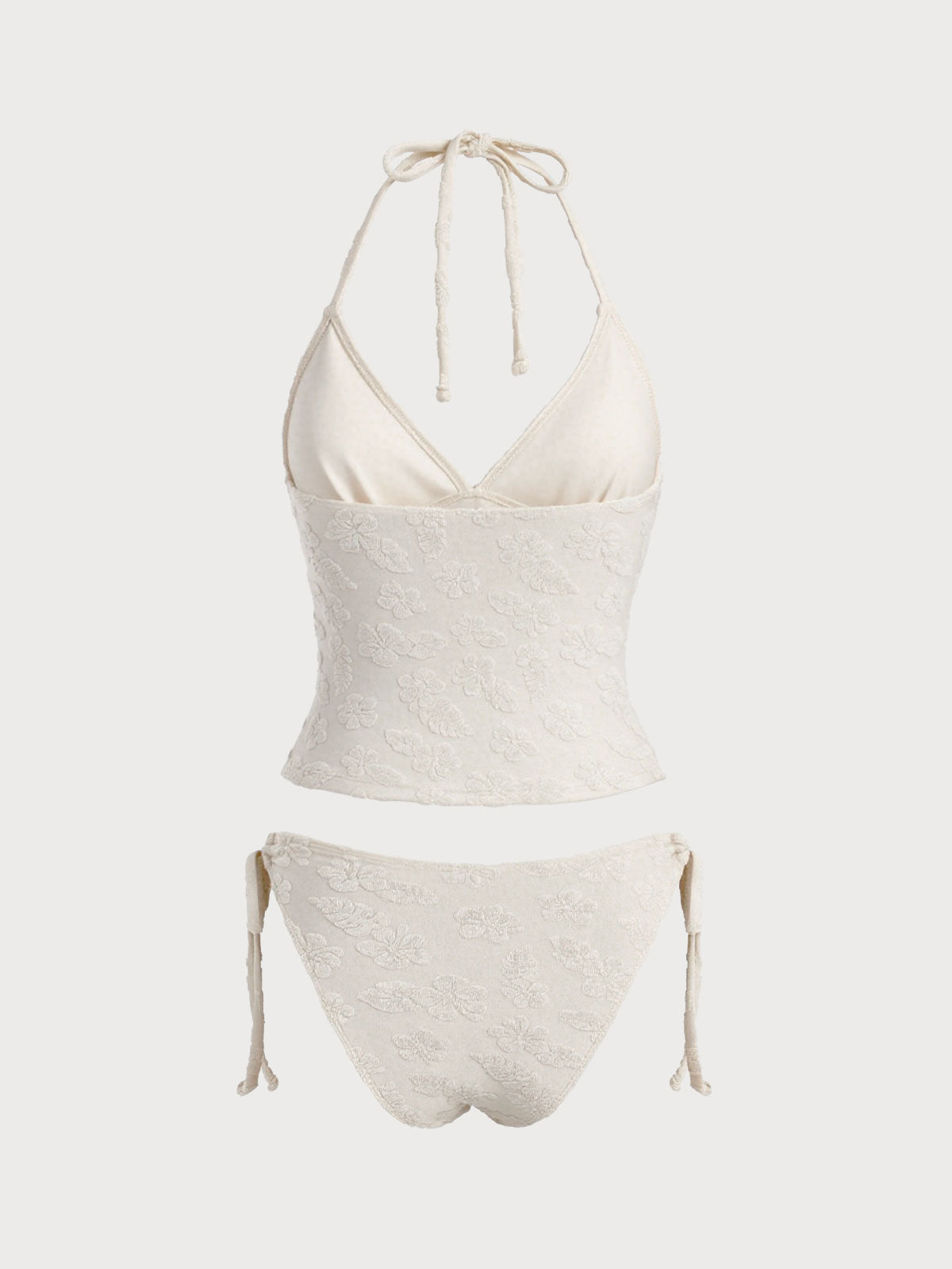 Women'S Polyester Knitted Tropical Floral Terry Tankini Swimsuit Tankinis - SAMIOLSWIM