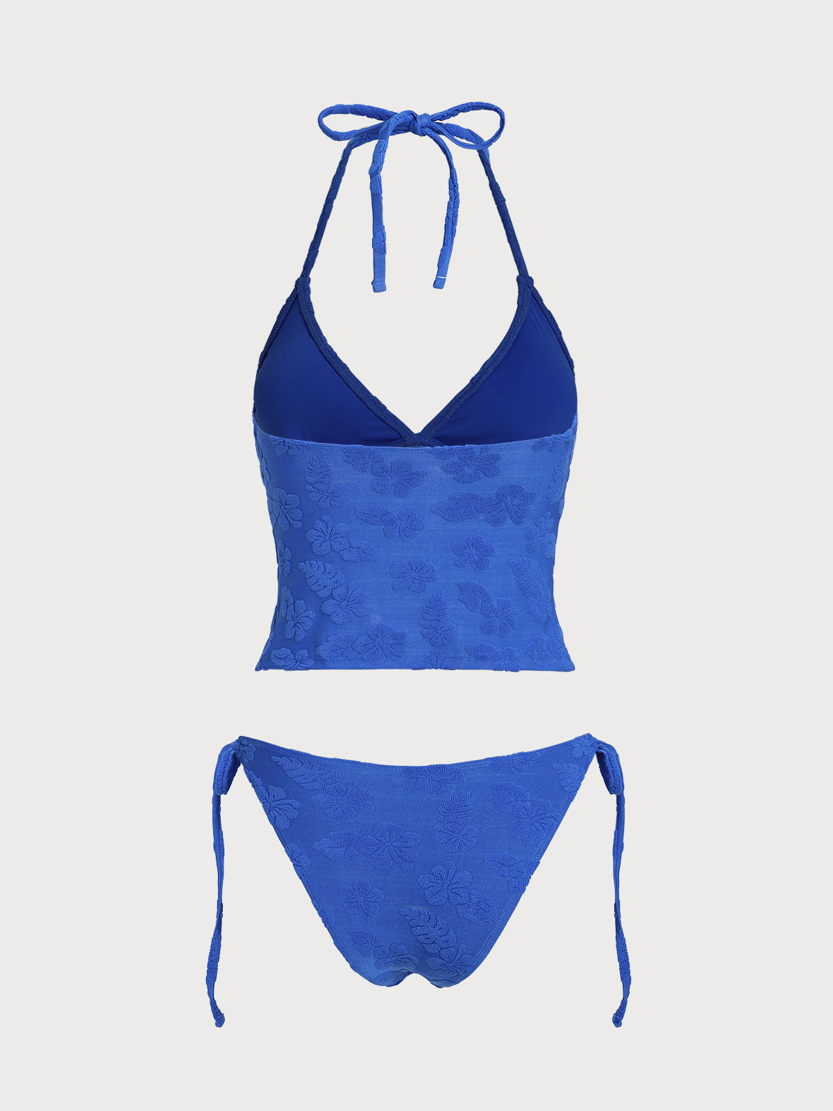 Women'S Polyester Knitted Tropical Floral Terry Tankini Swimsuit Tankinis - SAMIOLSWIM