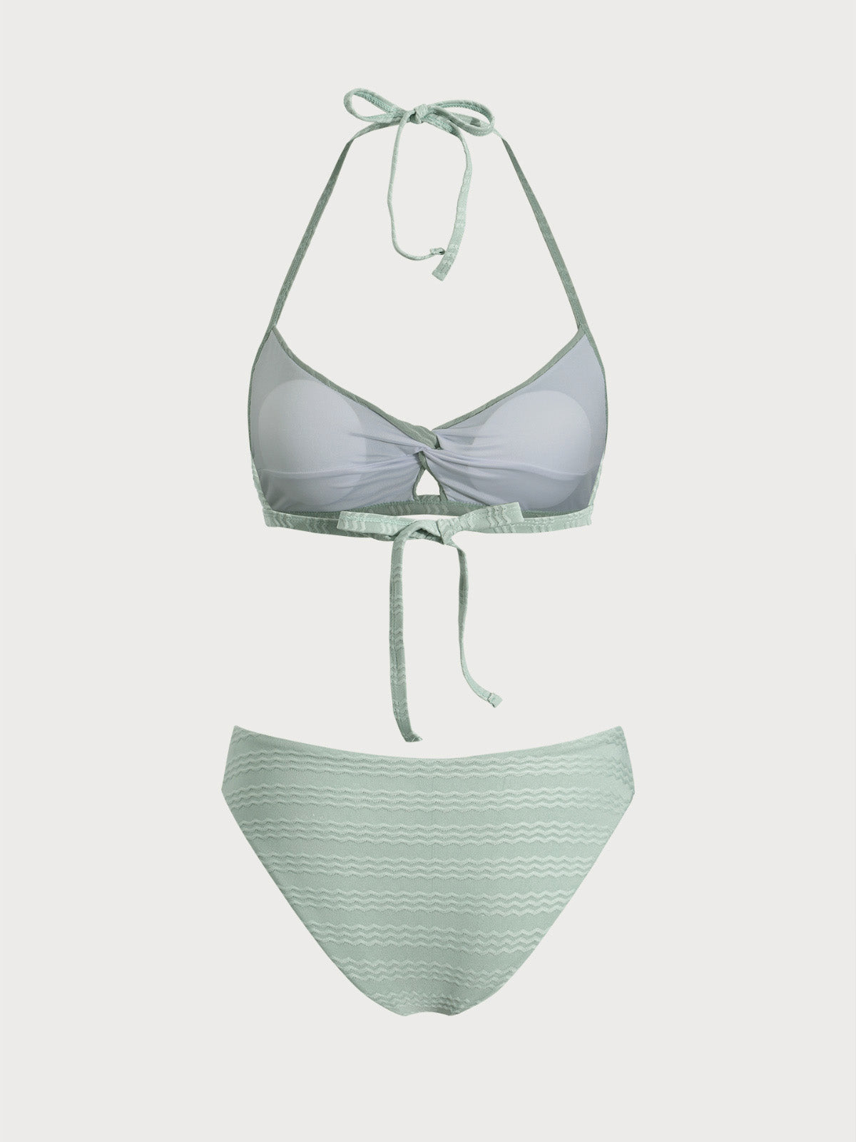 Women'S Polyester Knitted Twist Cutout Bikini Set Bikinis - SAMIOLSWIM