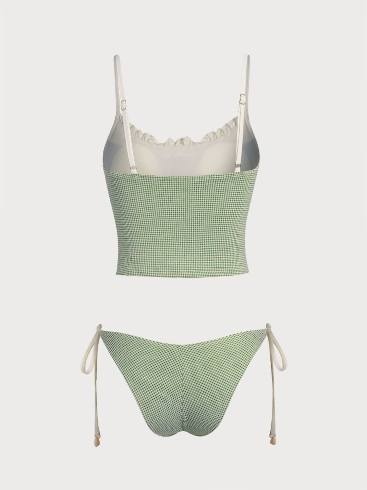 Women'S Polyester Knitted Vintage Plaid Contrast Tankini Swimsuit Tankinis - SAMIOLSWIM