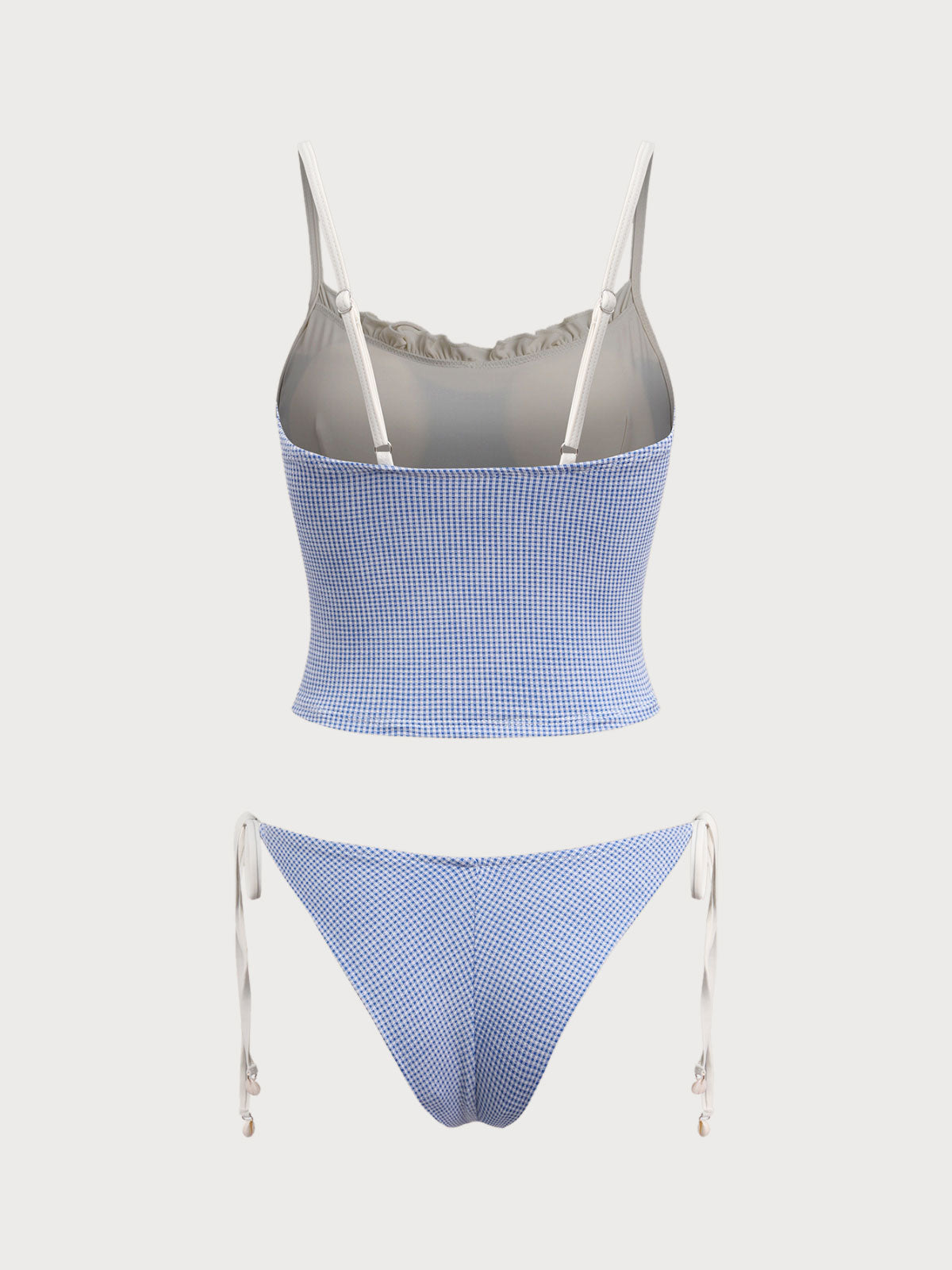 Women'S Polyester Knitted Vintage Plaid Contrast Tankini Swimsuit Tankinis - SAMIOLSWIM