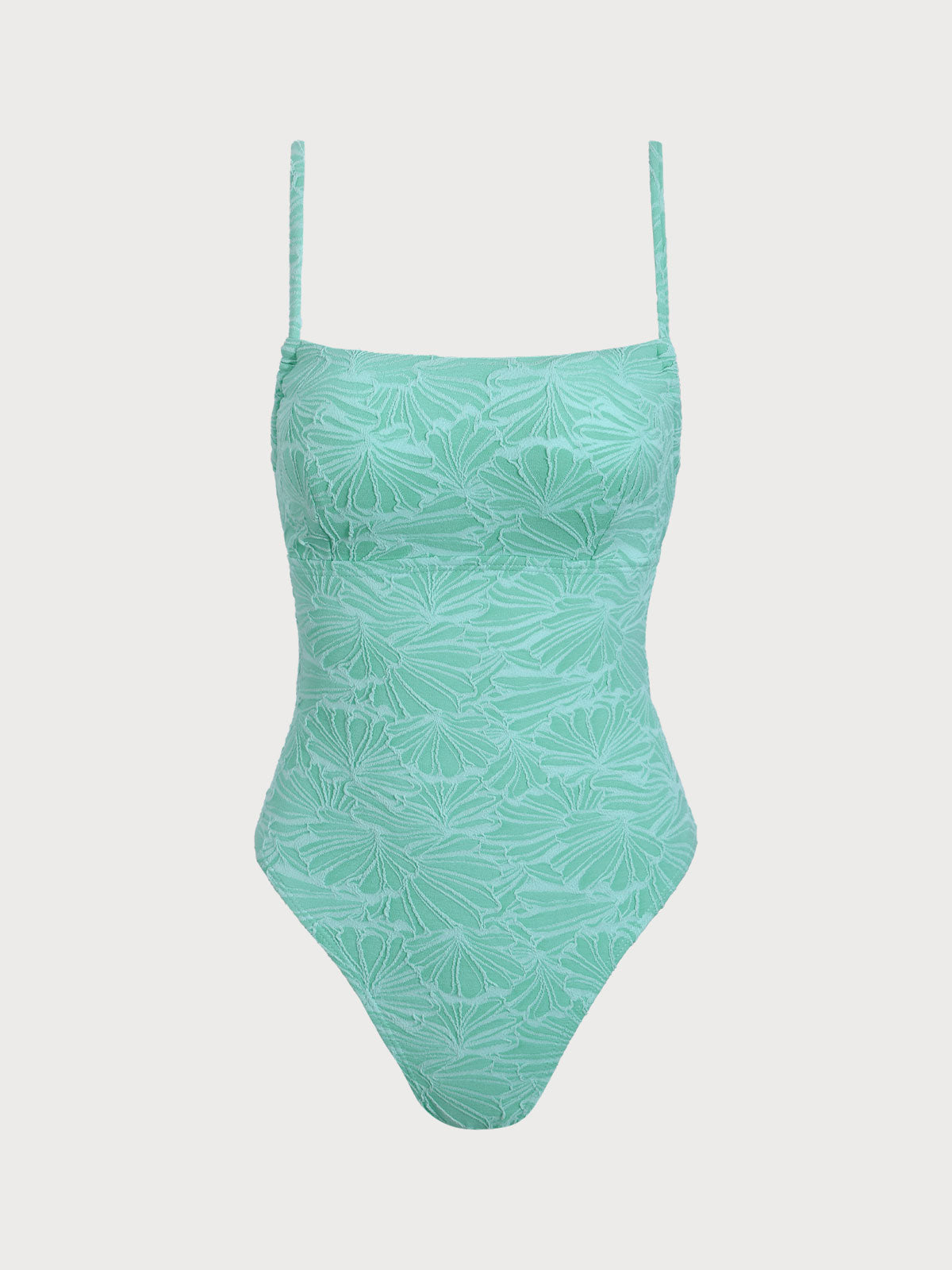 Women'S Polyester Shell Flower Ruched One-Piece Swimsuit Cyan One-Pieces - SAMIOLSWIM