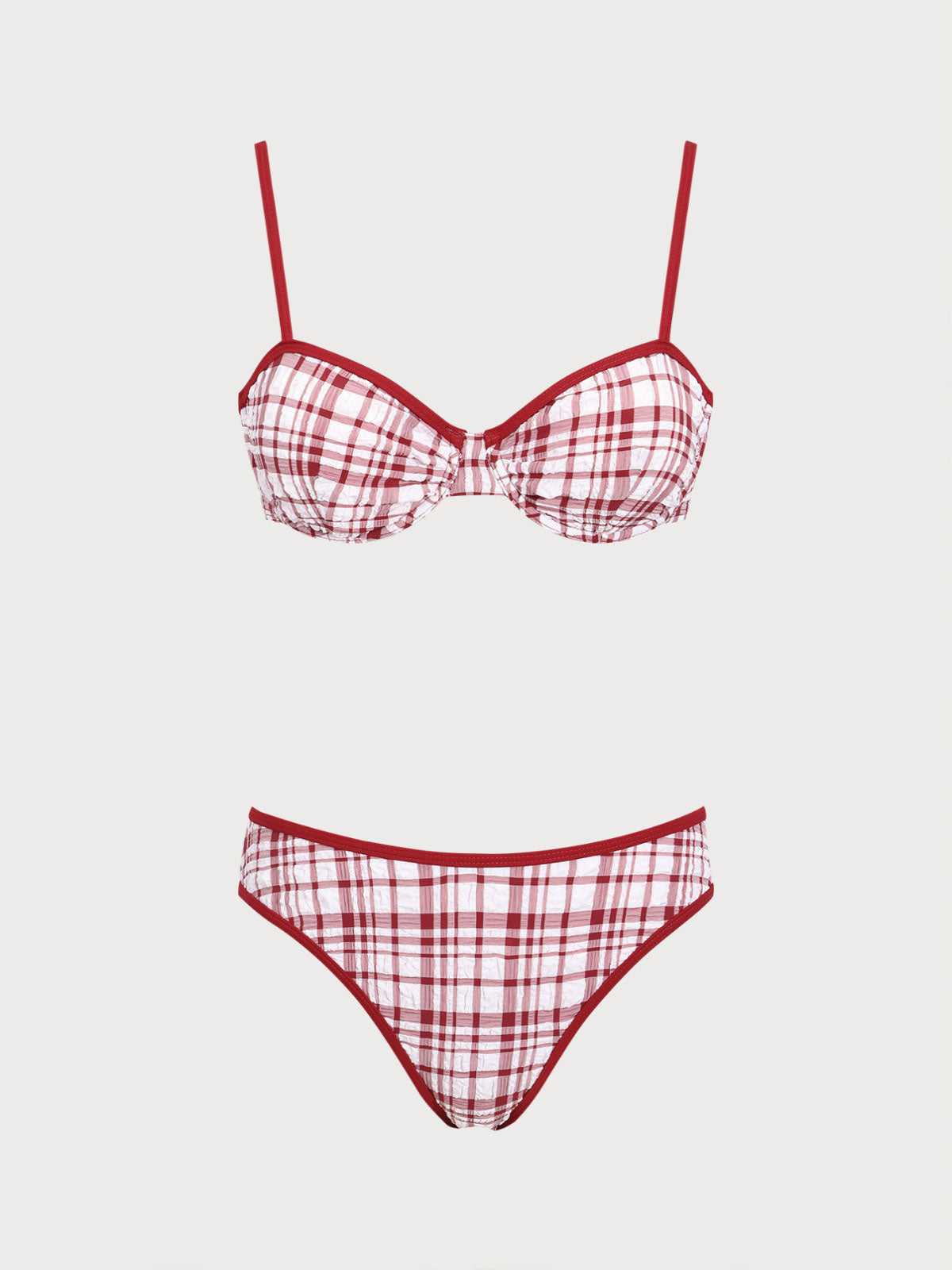 Women'S Polyester Woven Contrast Underwire Bikini Set Red Bikinis - SAMIOLSWIM