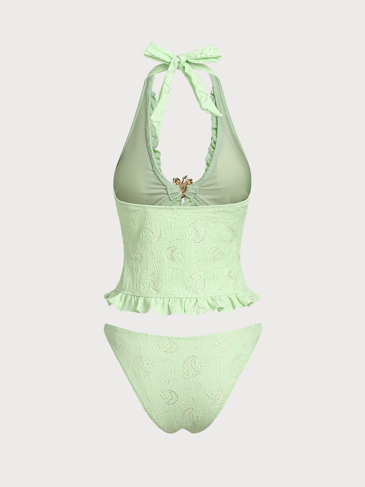 Women'S Polyester Woven Flower Decoration Deep V Tankini Set Tankinis - SAMIOLSWIM