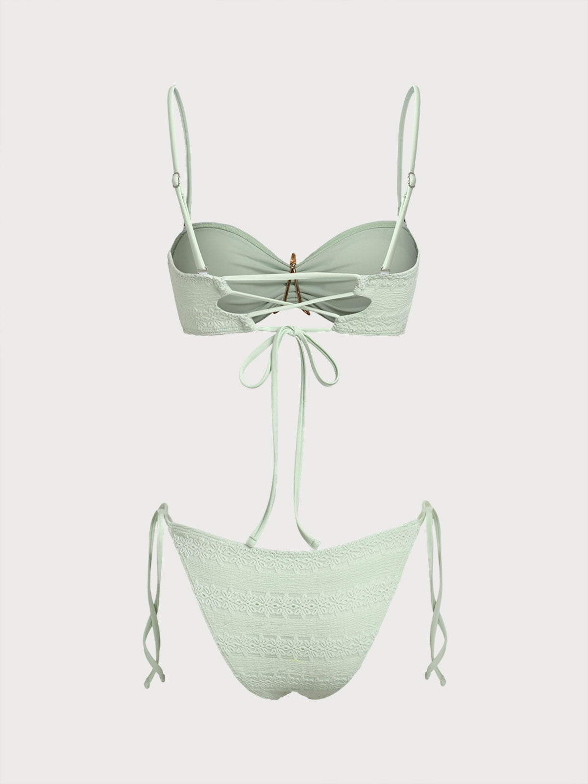 Women'S Polyester Woven Star Trim Bikini Set Bikinis - SAMIOLSWIM