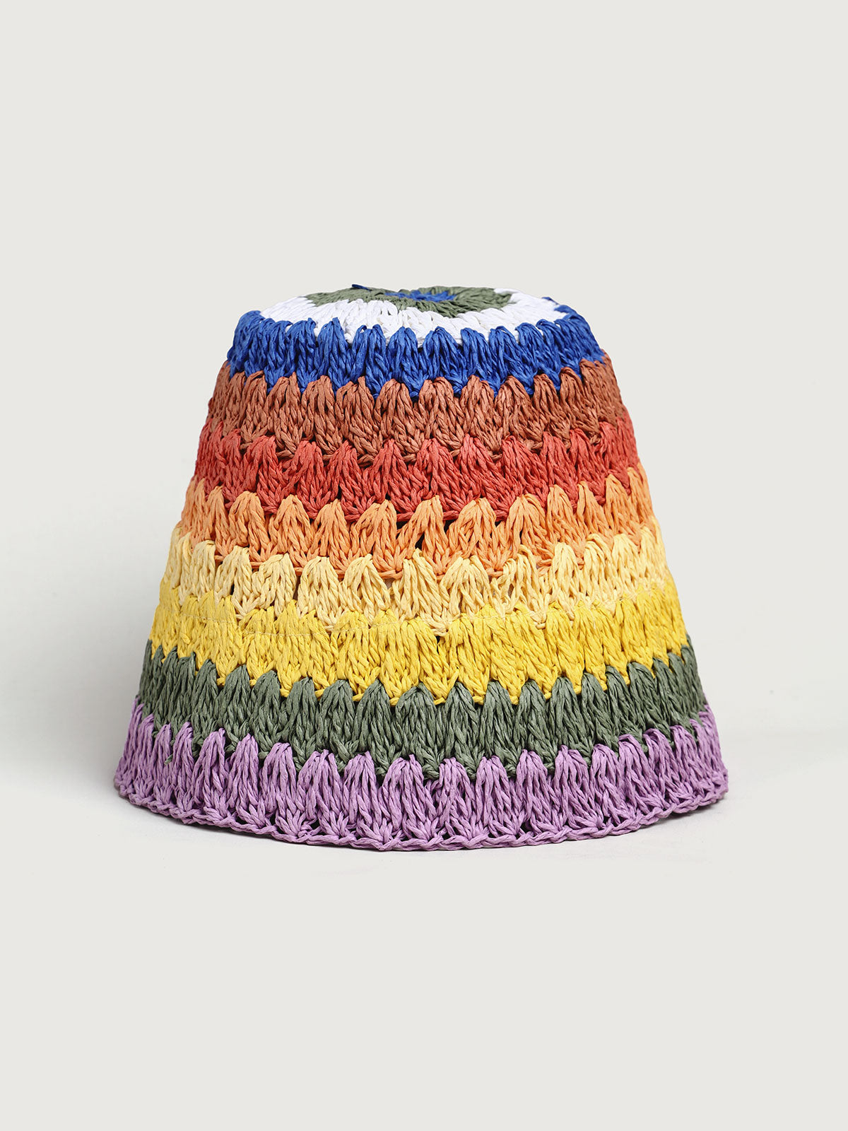 Women'S Rainbow Warp Knitted Straw Bucket Hat Multi Bags - SAMIOLSWIM