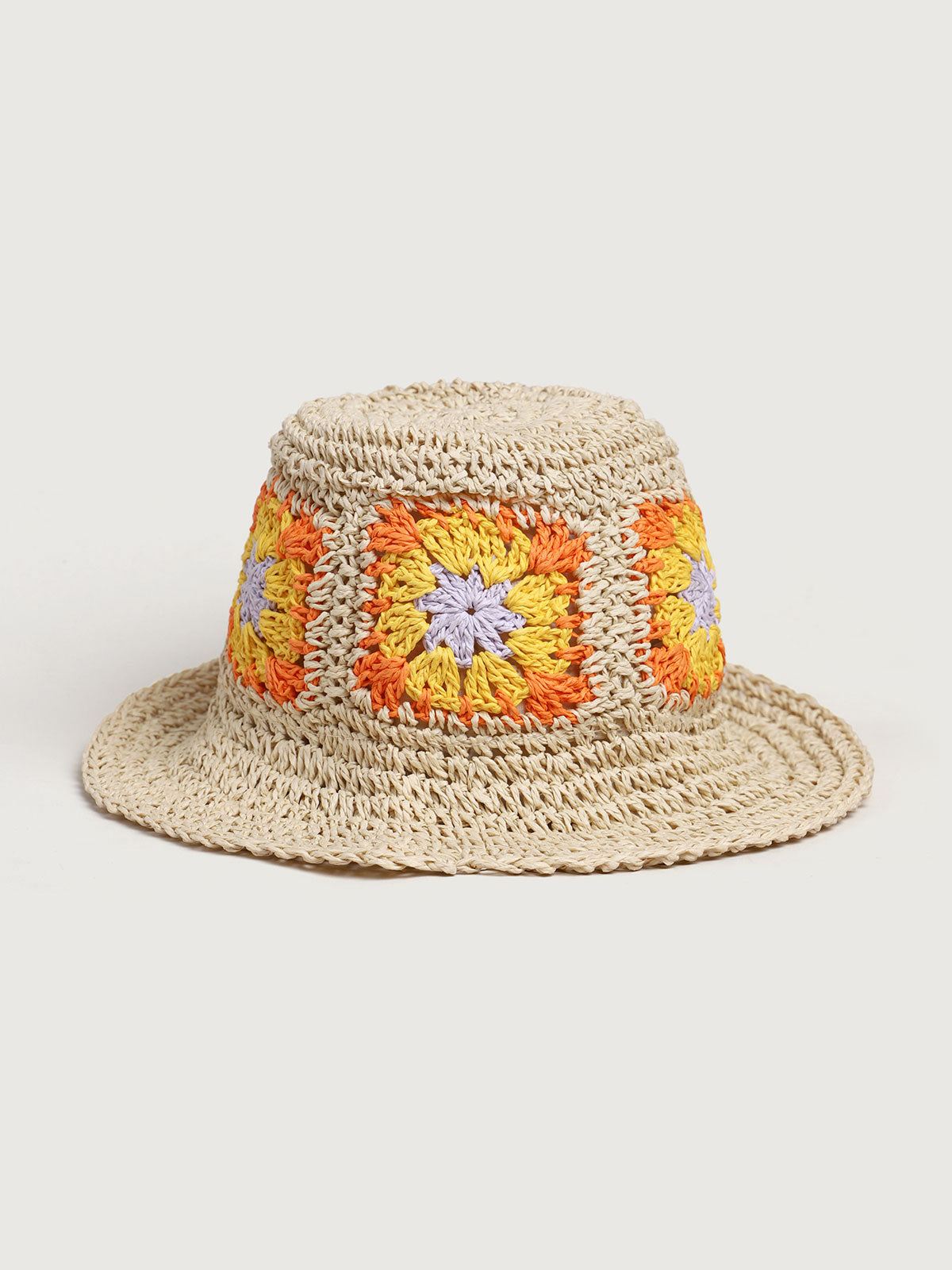 Women'S Tricot Colorful Vintage Flower Straw Hat Beige Hats - SAMIOLSWIM