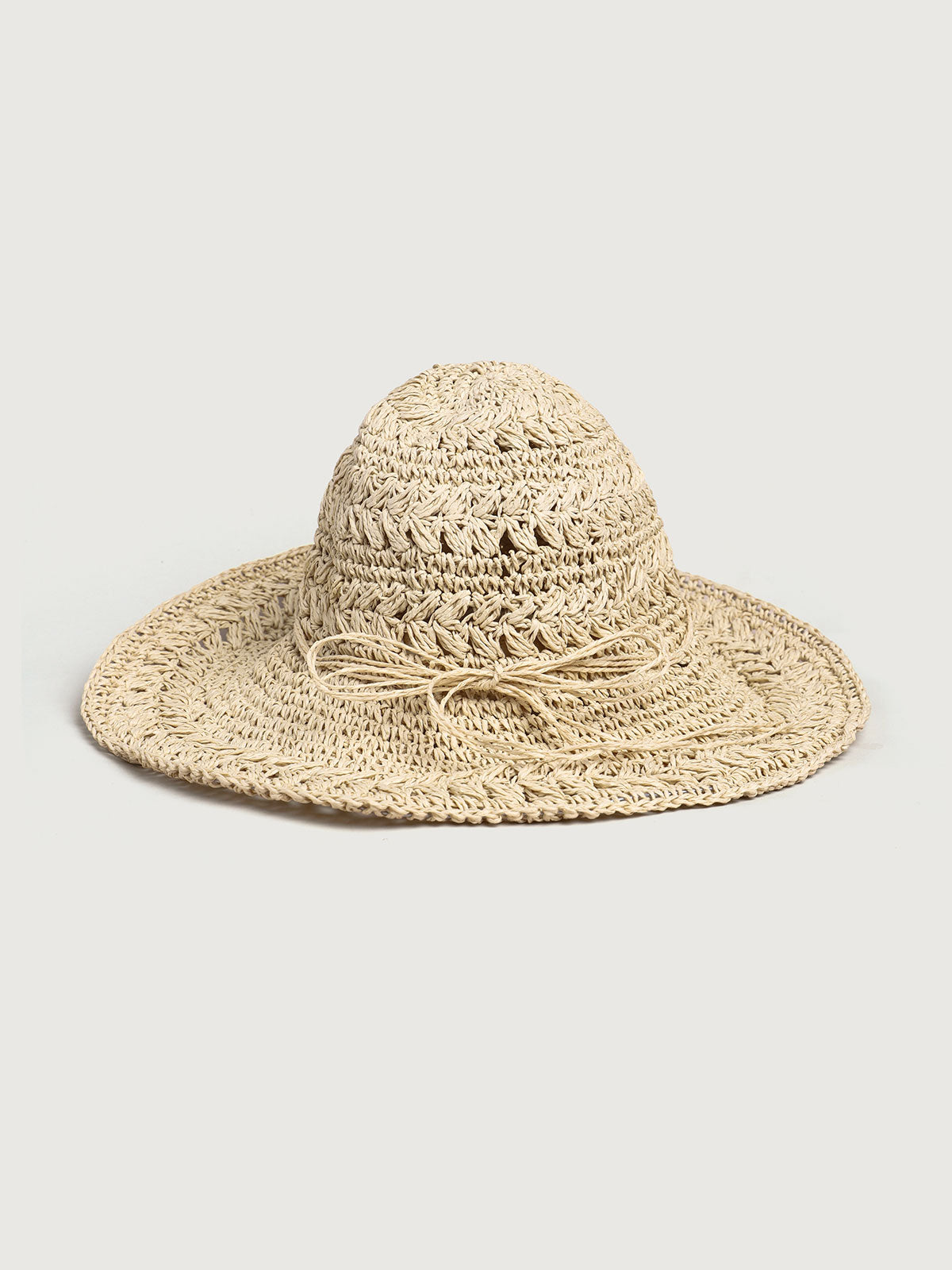 Women'S Warp Knitted Wide Brim Casual Straw Hat Beige Hats - SAMIOLSWIM