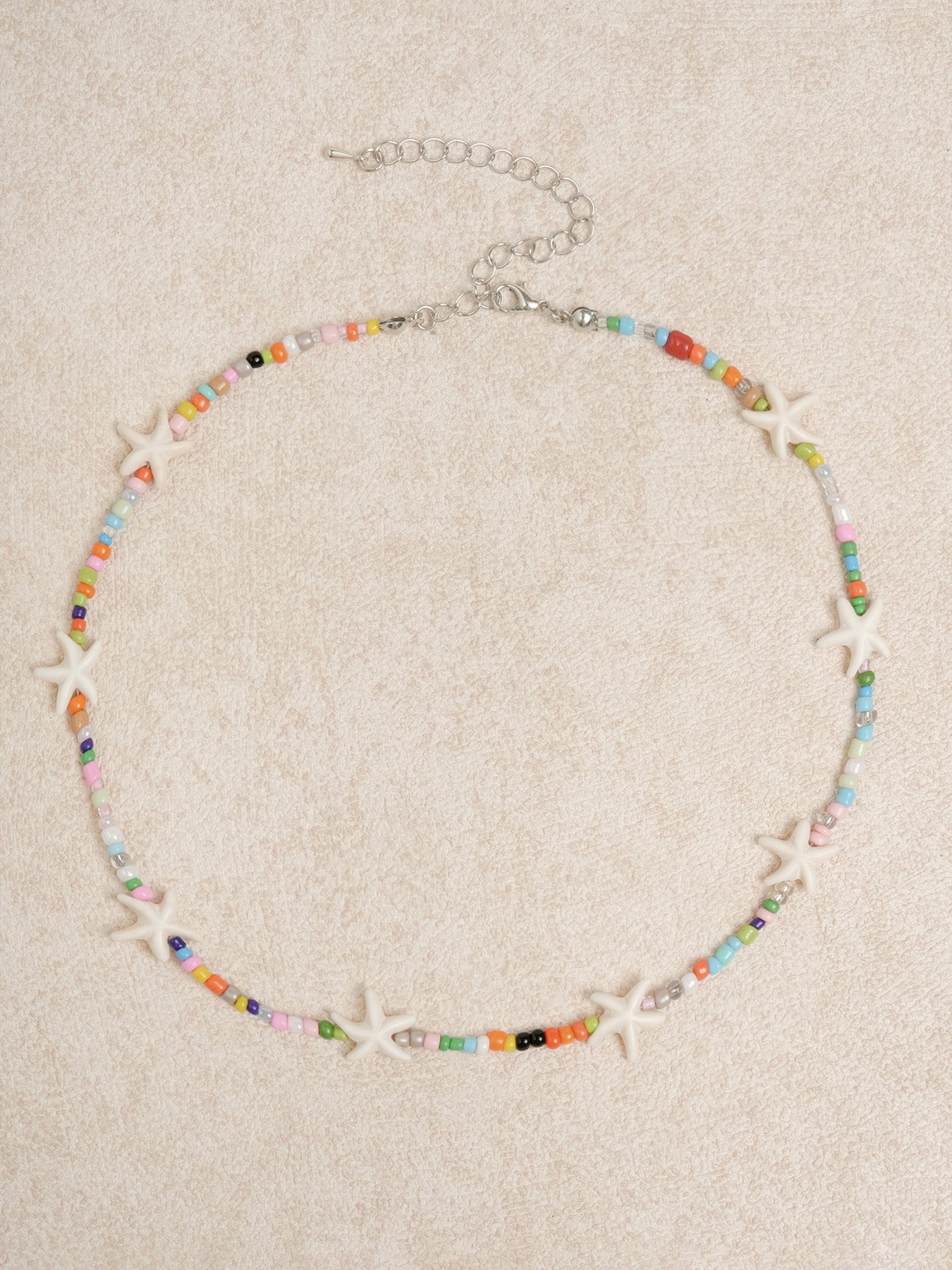 Women's beaded starfish pendant necklace Rainbow Stripes Necklaces - SAMIOLSWIM