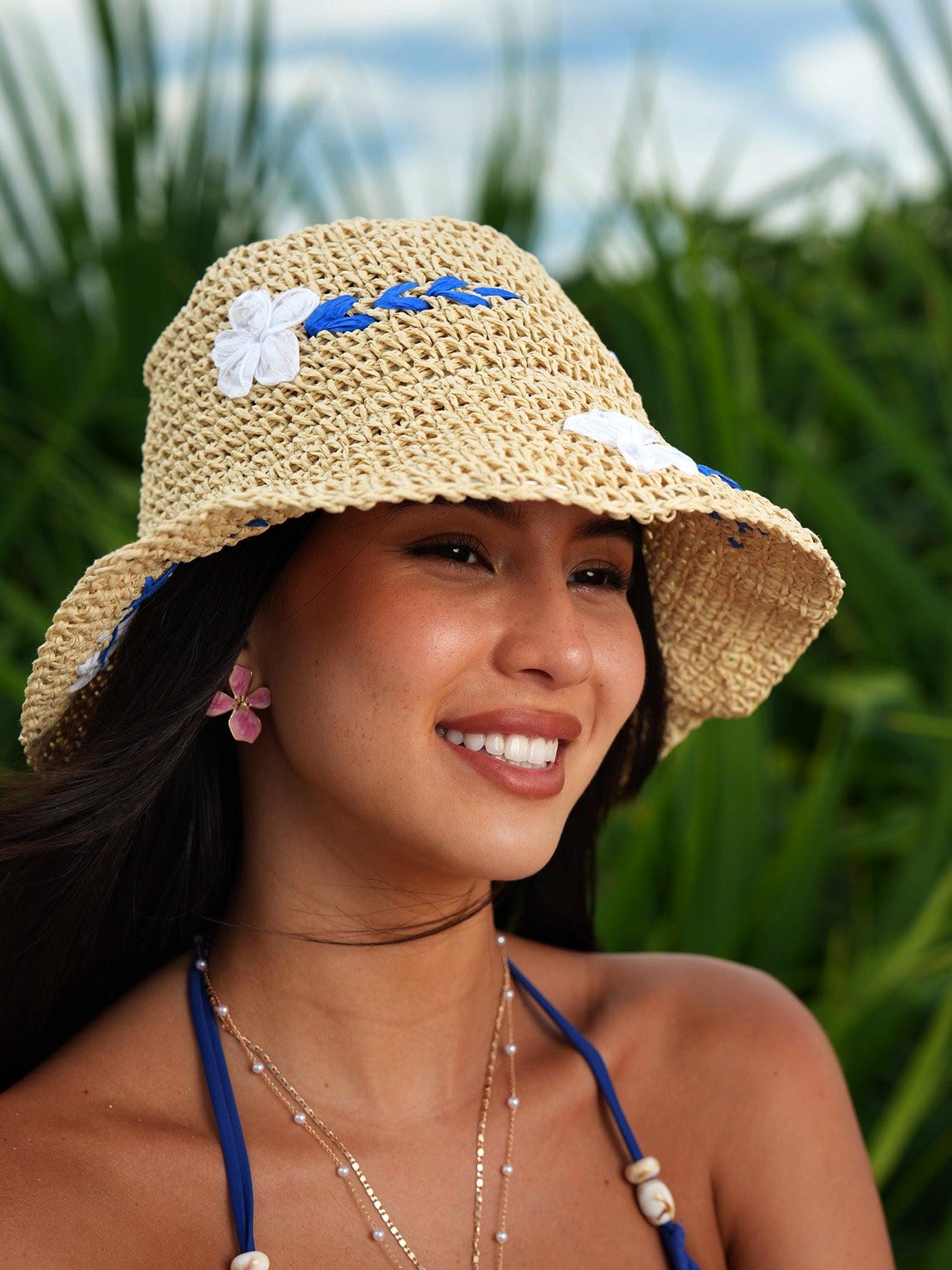 Women's Embroidered Hollow-Out Sun Hat Hats - SAMIOLSWIM