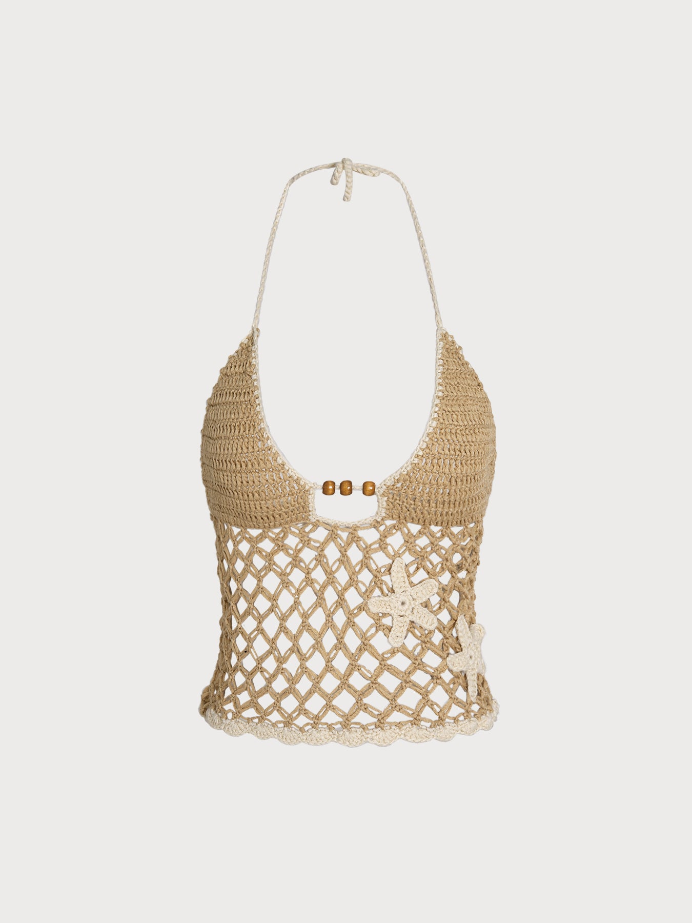 Women's Knitted Acrylic Bohemian Beach Cover-up Khaki Cover-ups - SAMIOLSWIM