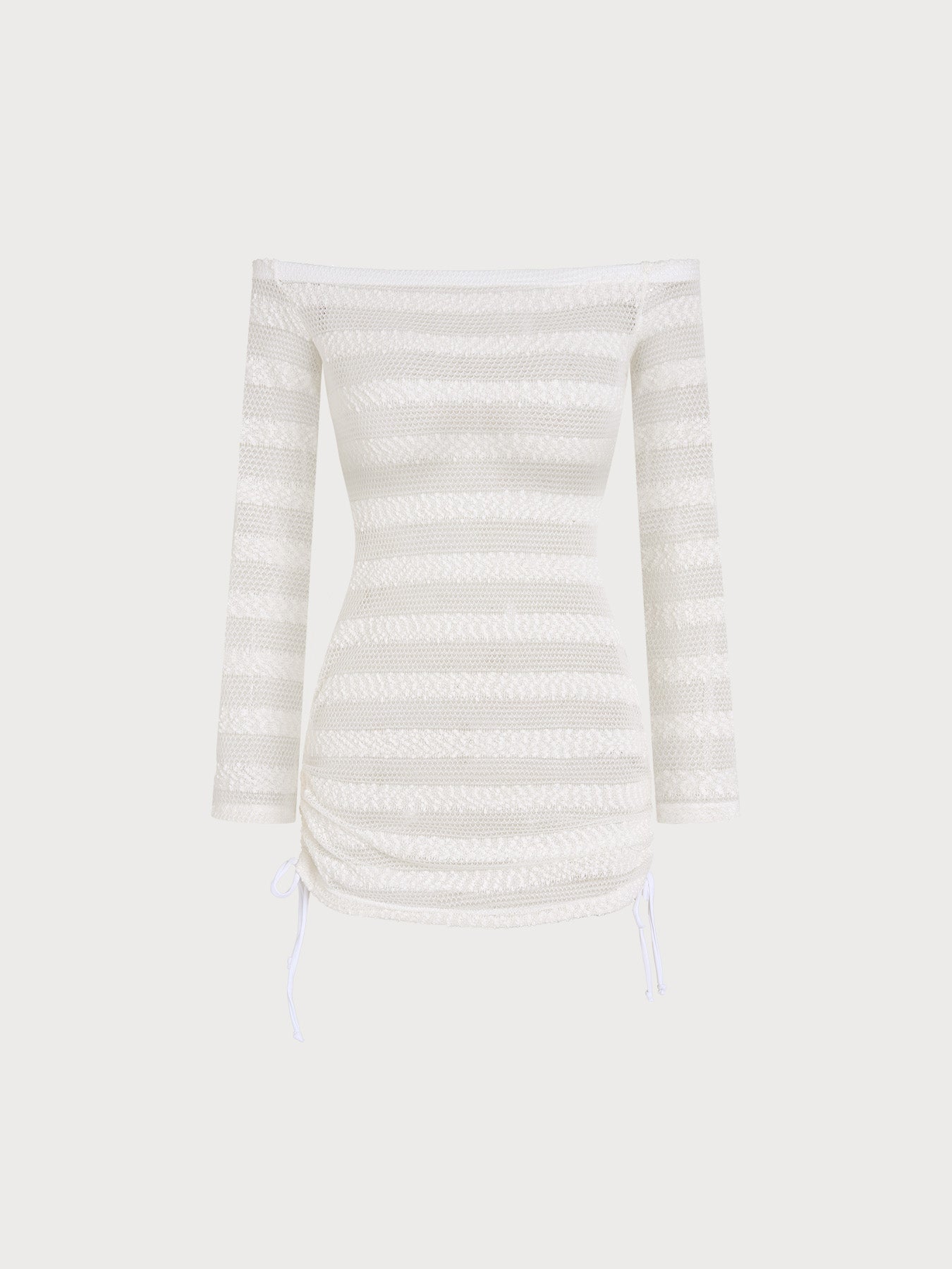 Women's Knitted Long-Sleeve Mesh Beach Cover-up White Cover-ups - SAMIOLSWIM