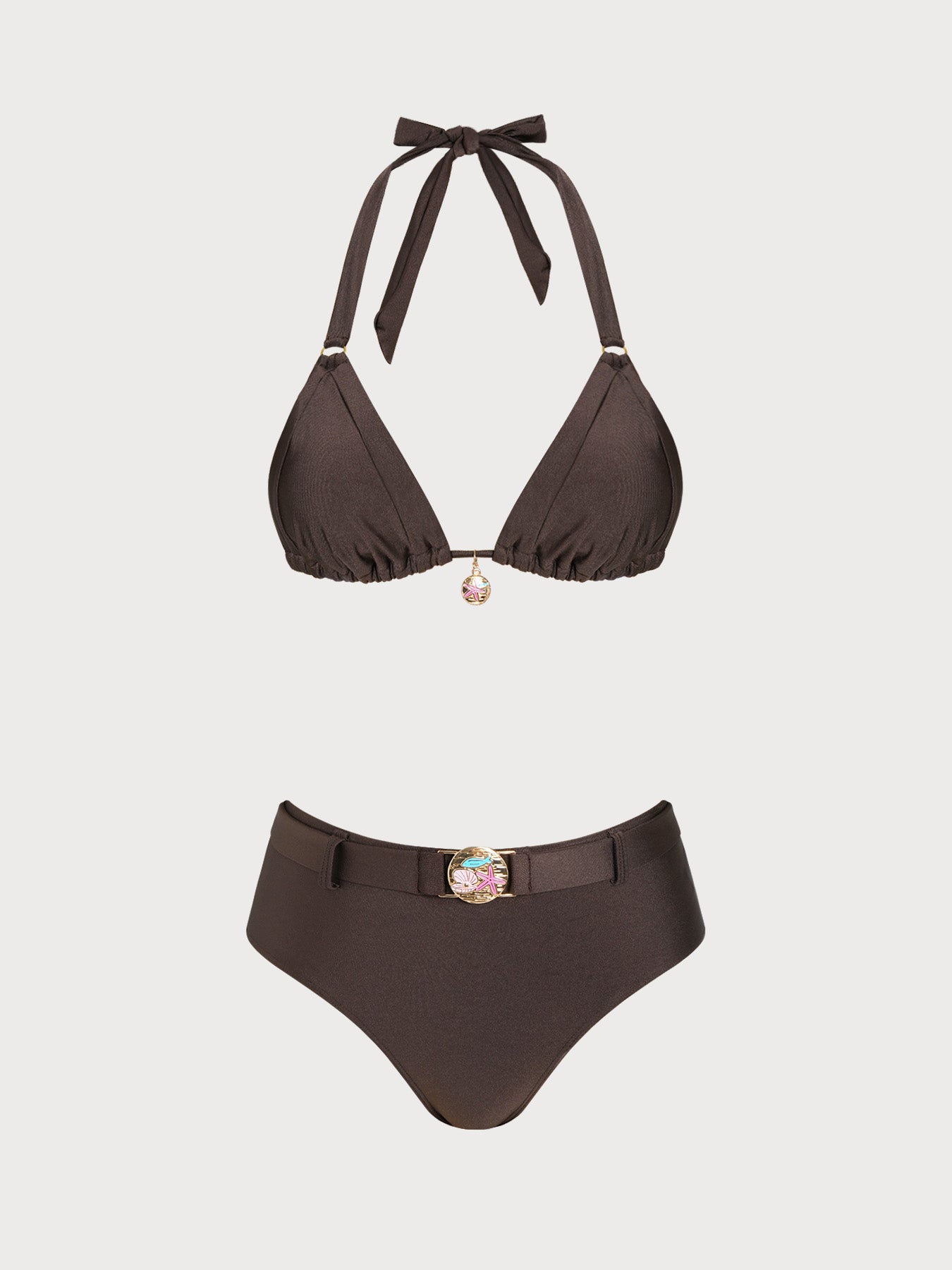 Women's Knitted Nylon Bikini Set Brown Bikinis - SAMIOLSWIM