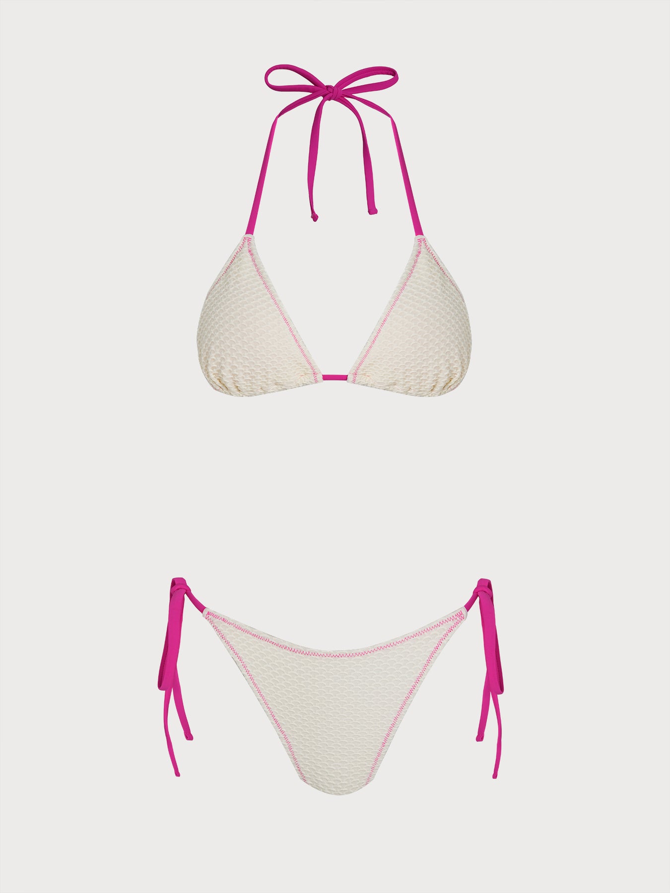 Women's Knitted Nylon Bikini Set White Bikinis - SAMIOLSWIM