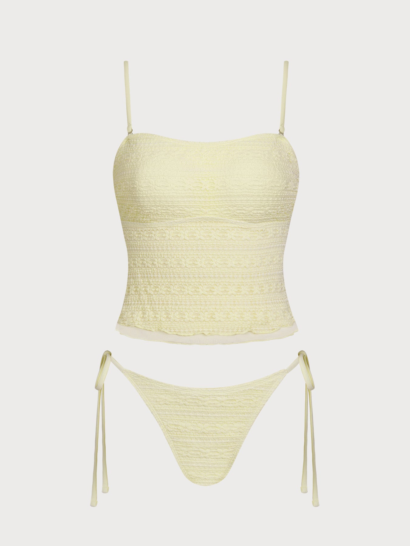 Women's Knitted Nylon Bikini Set Yellow Tankinis - SAMIOLSWIM