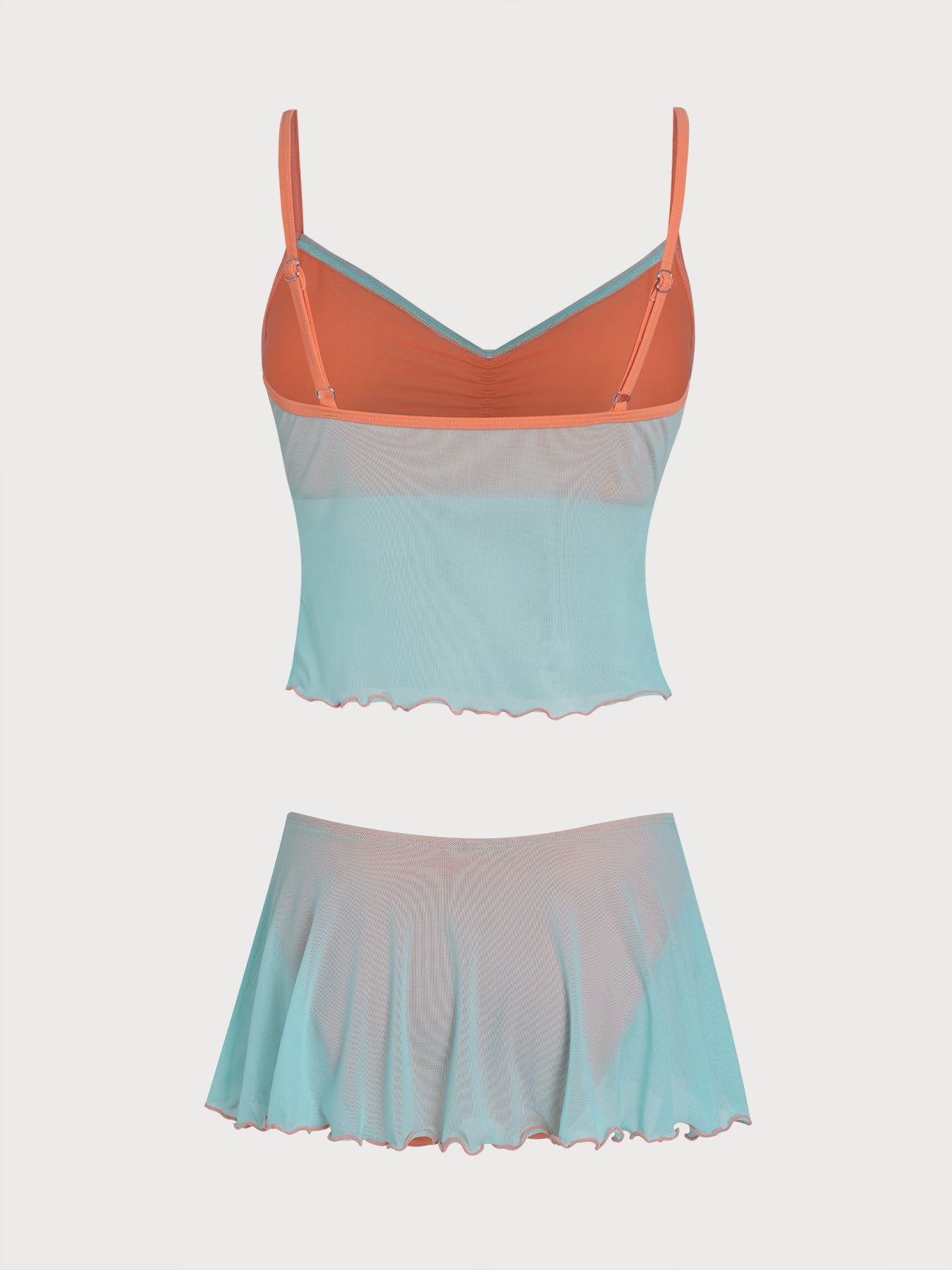 Women's Knitted Nylon Color Block Tankini Suit Tankinis - SAMIOLSWIM