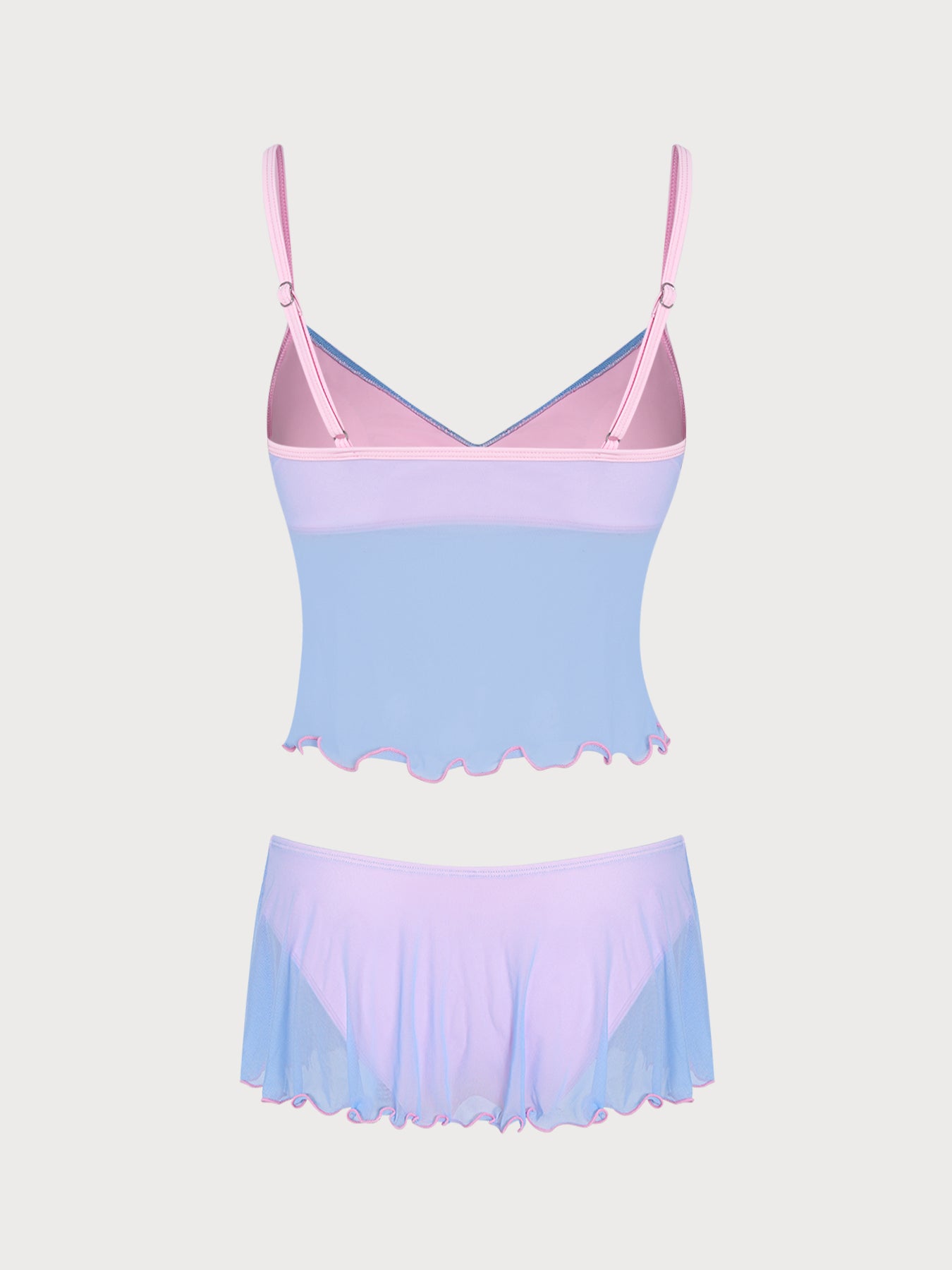 Women's Knitted Nylon Color Block Tankini Suit Tankinis - SAMIOLSWIM