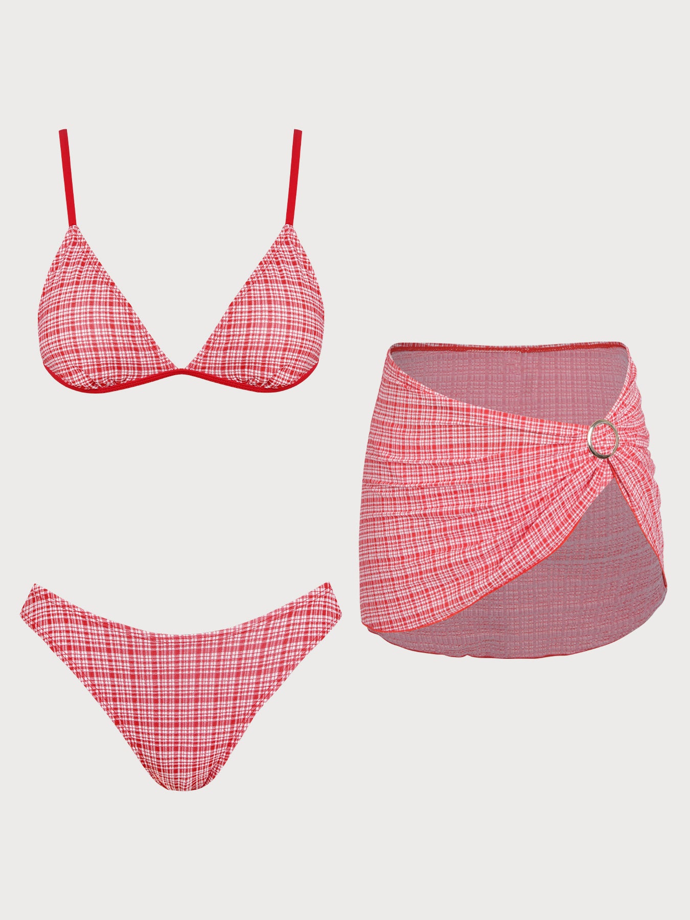 Women's Knitted Nylon Plaid Bikini Set Bikinis - SAMIOLSWIM