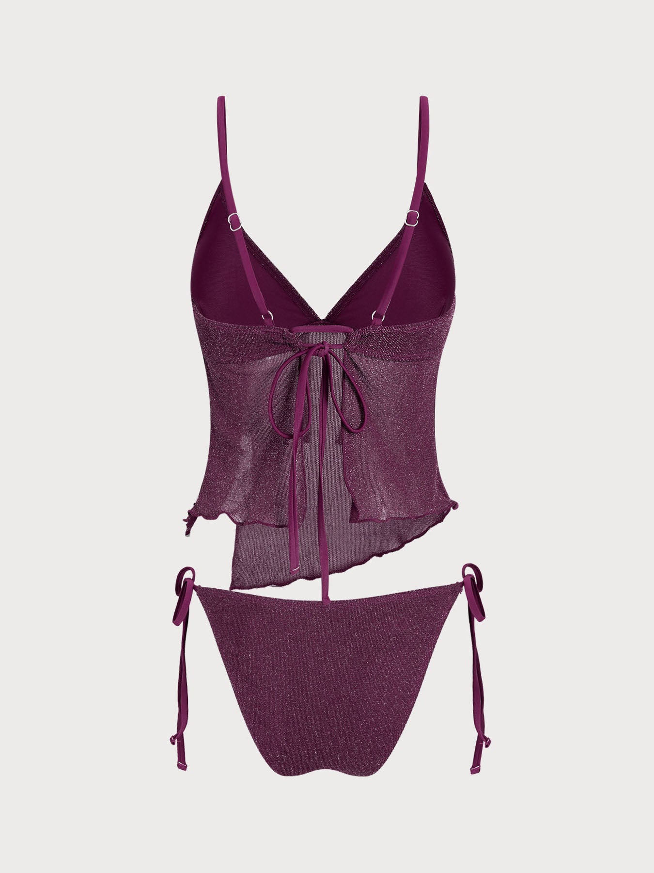 Women's Knitted Nylon Silver Thread Tankini Set Tankinis - SAMIOLSWIM