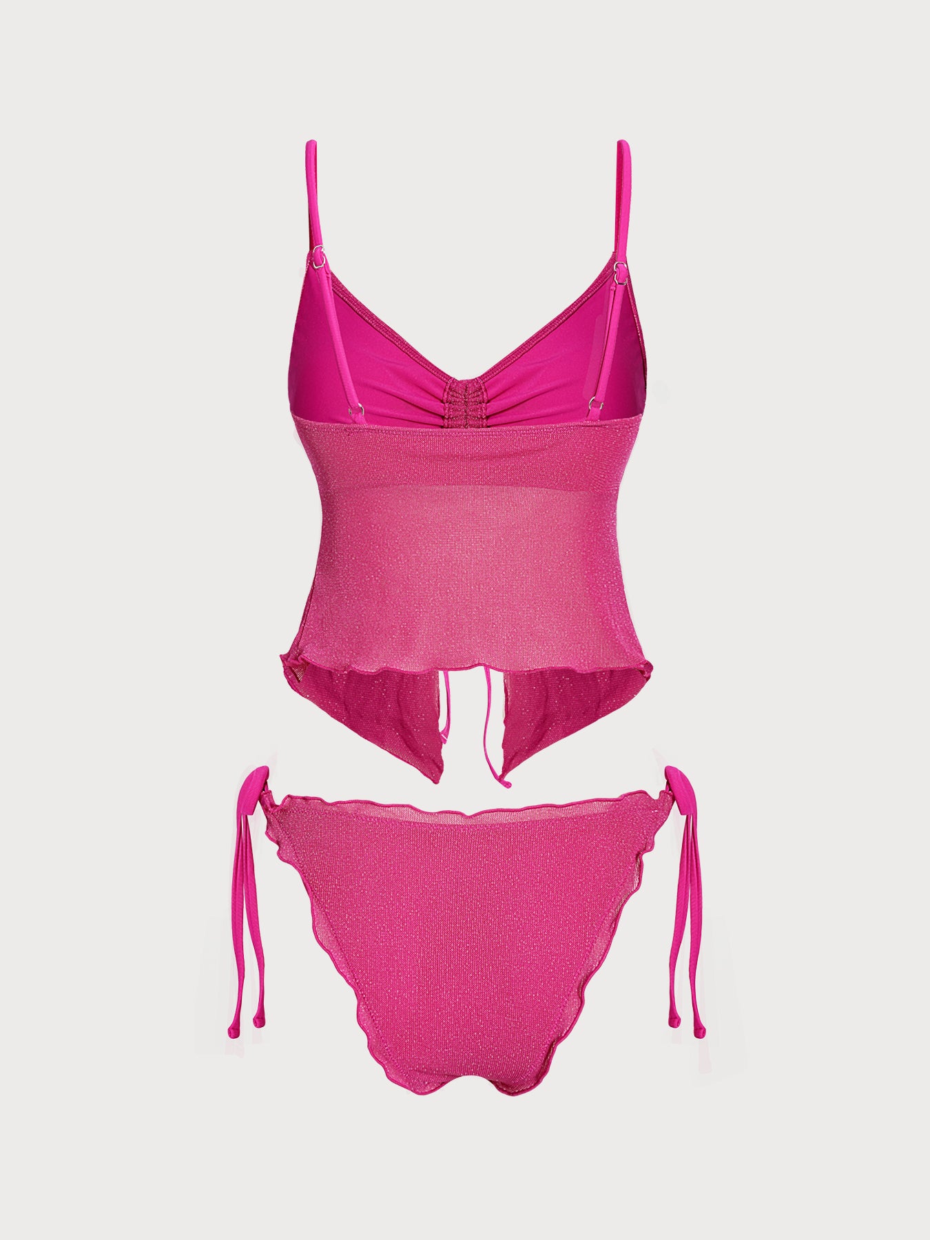 Women's Knitted Nylon Silver Thread Tankini Set Tankinis - SAMIOLSWIM