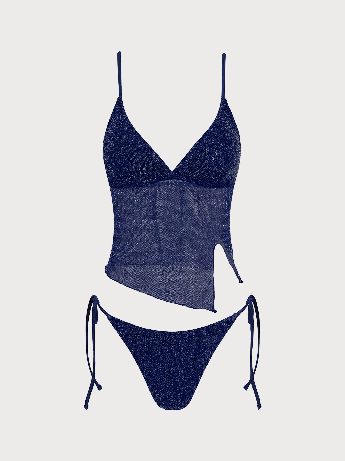 Women's Knitted Nylon Silver Thread Tankini Set Tankinis - SAMIOLSWIM