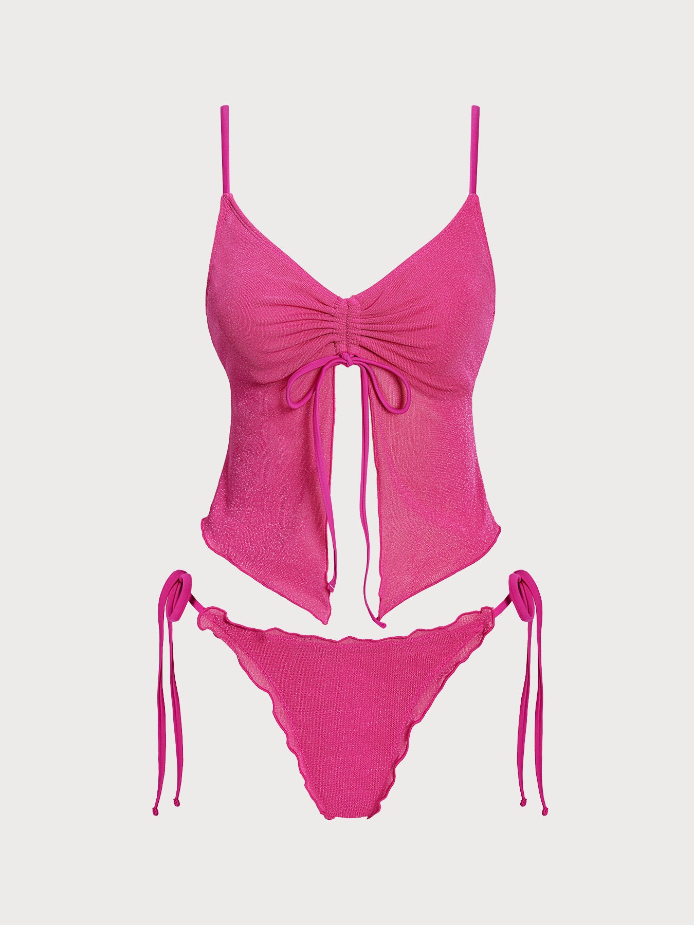 Women's Knitted Nylon Silver Thread Tankini Set Tankinis - SAMIOLSWIM