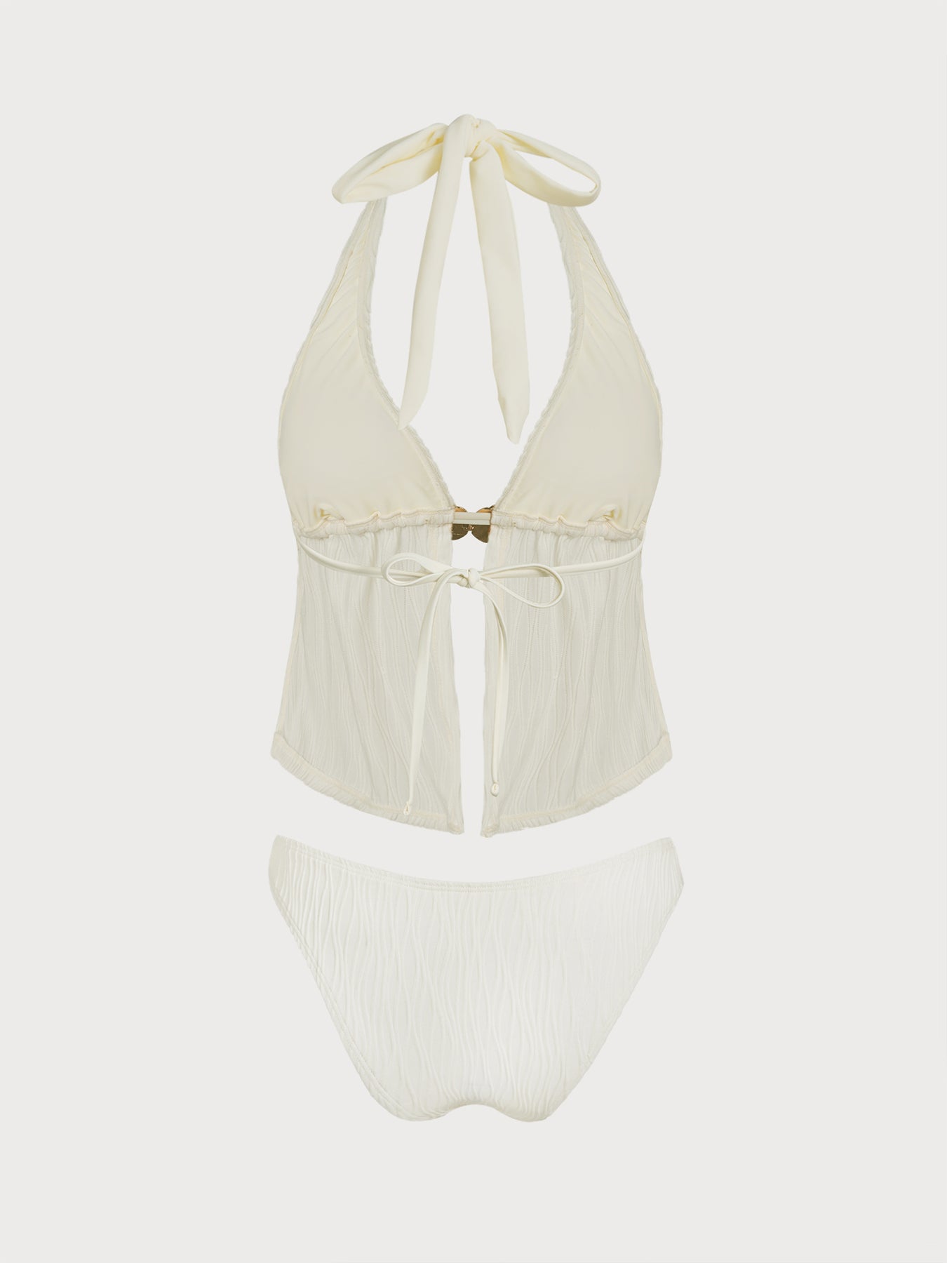 Women's Knitted Nylon Trim Tankini Suit Tankinis - SAMIOLSWIM