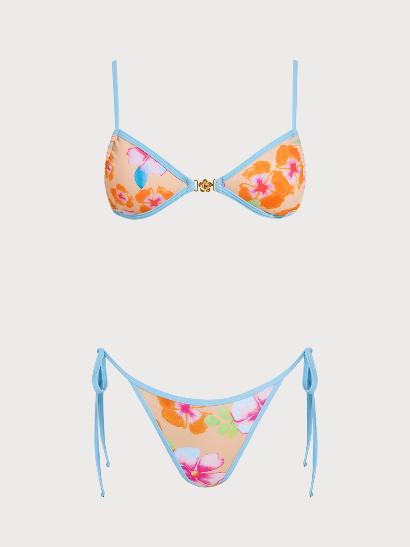 Women's Knitted Polyester Bikini Set Light Orange Bikinis - SAMIOLSWIM