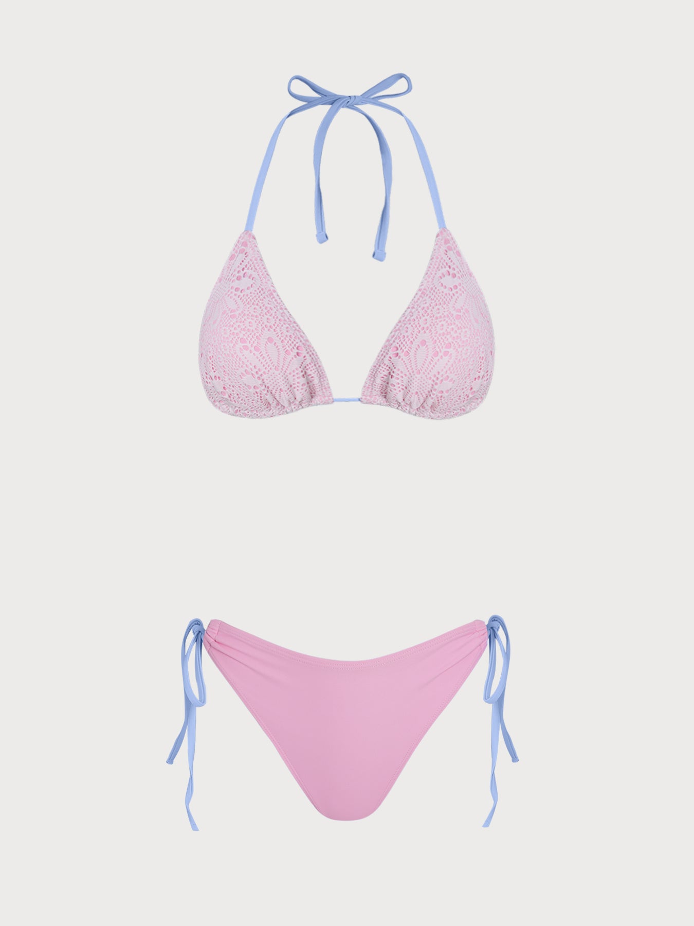 Women's Knitted Polyester Bikini Set Pink Bikinis - SAMIOLSWIM