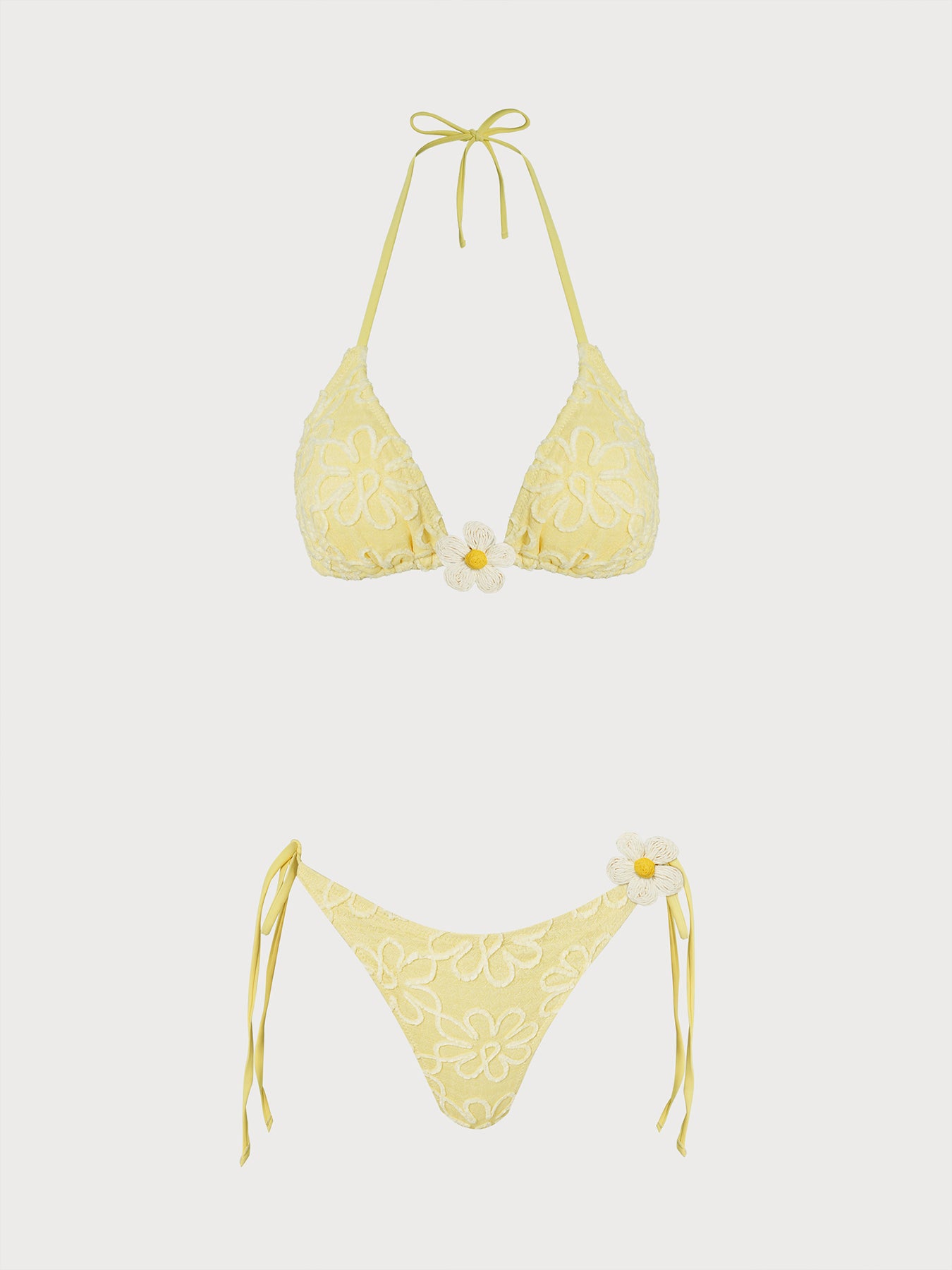 Women's Knitted Polyester Bikini Set Yellow Bikinis - SAMIOLSWIM