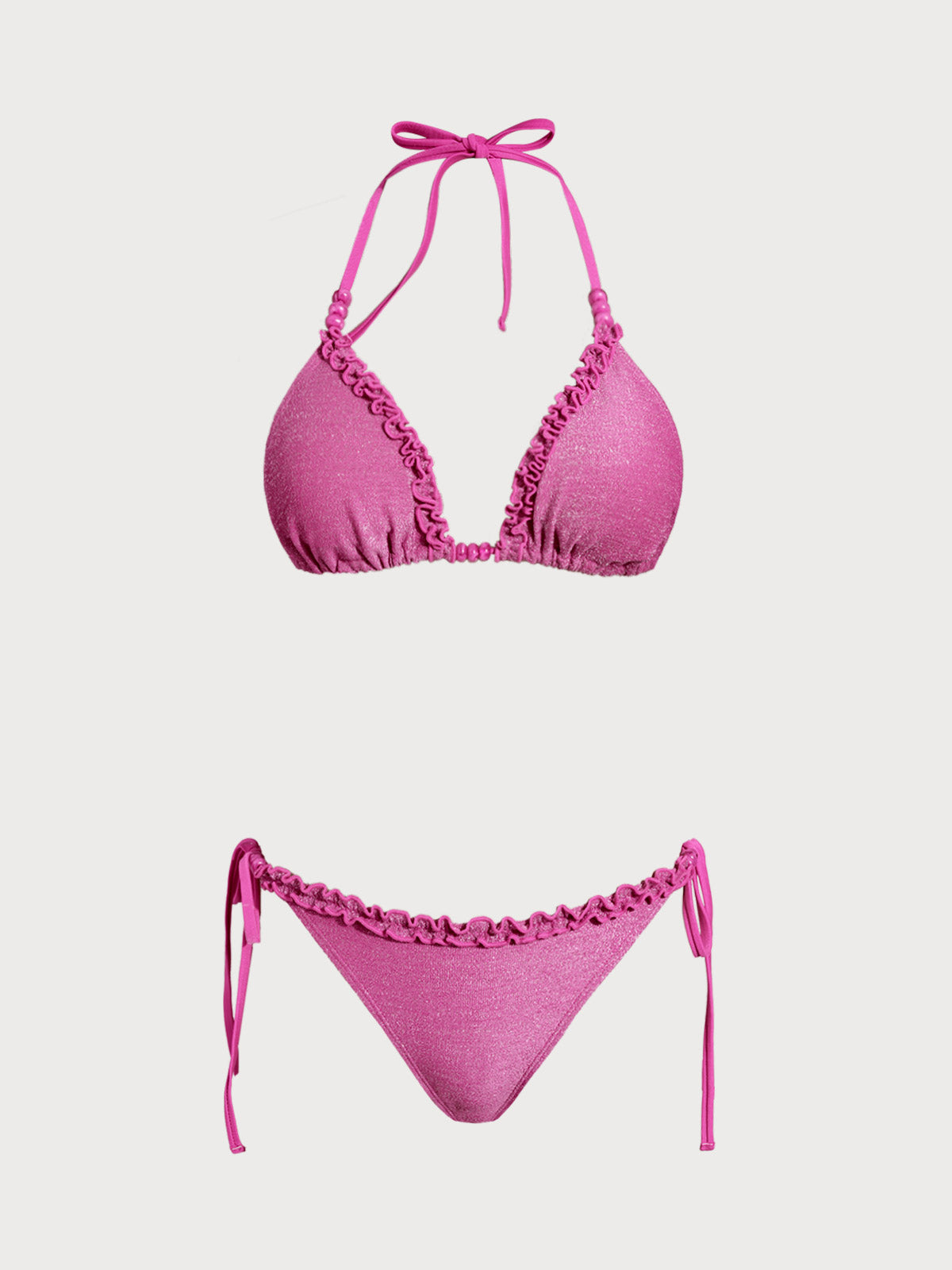 Women's Knitted Polyester Bikini Sets Pink Bikinis - SAMIOLSWIM