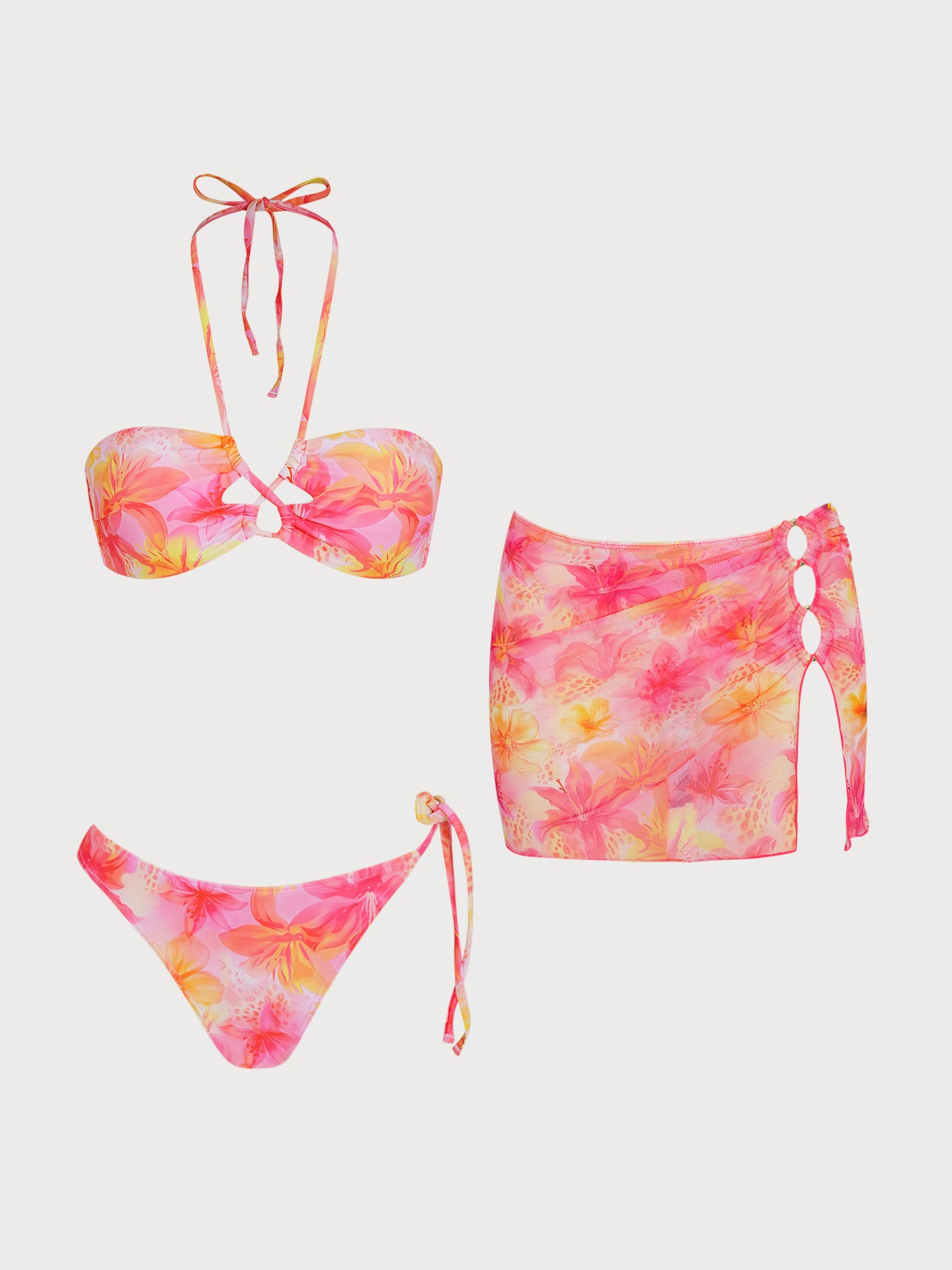 Women's Knitted Polyester Bikini Three-Piece Set Bikinis - SAMIOLSWIM