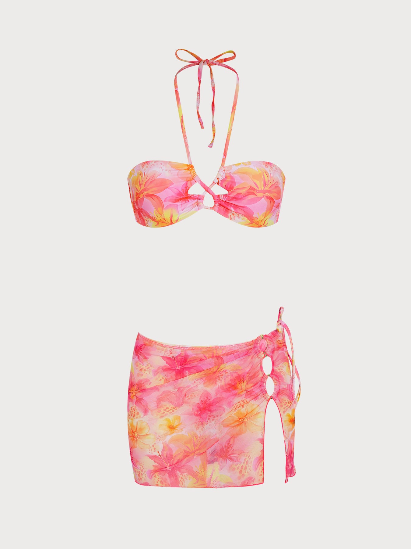 Women's Knitted Polyester Bikini Three-Piece Set Bikinis - SAMIOLSWIM