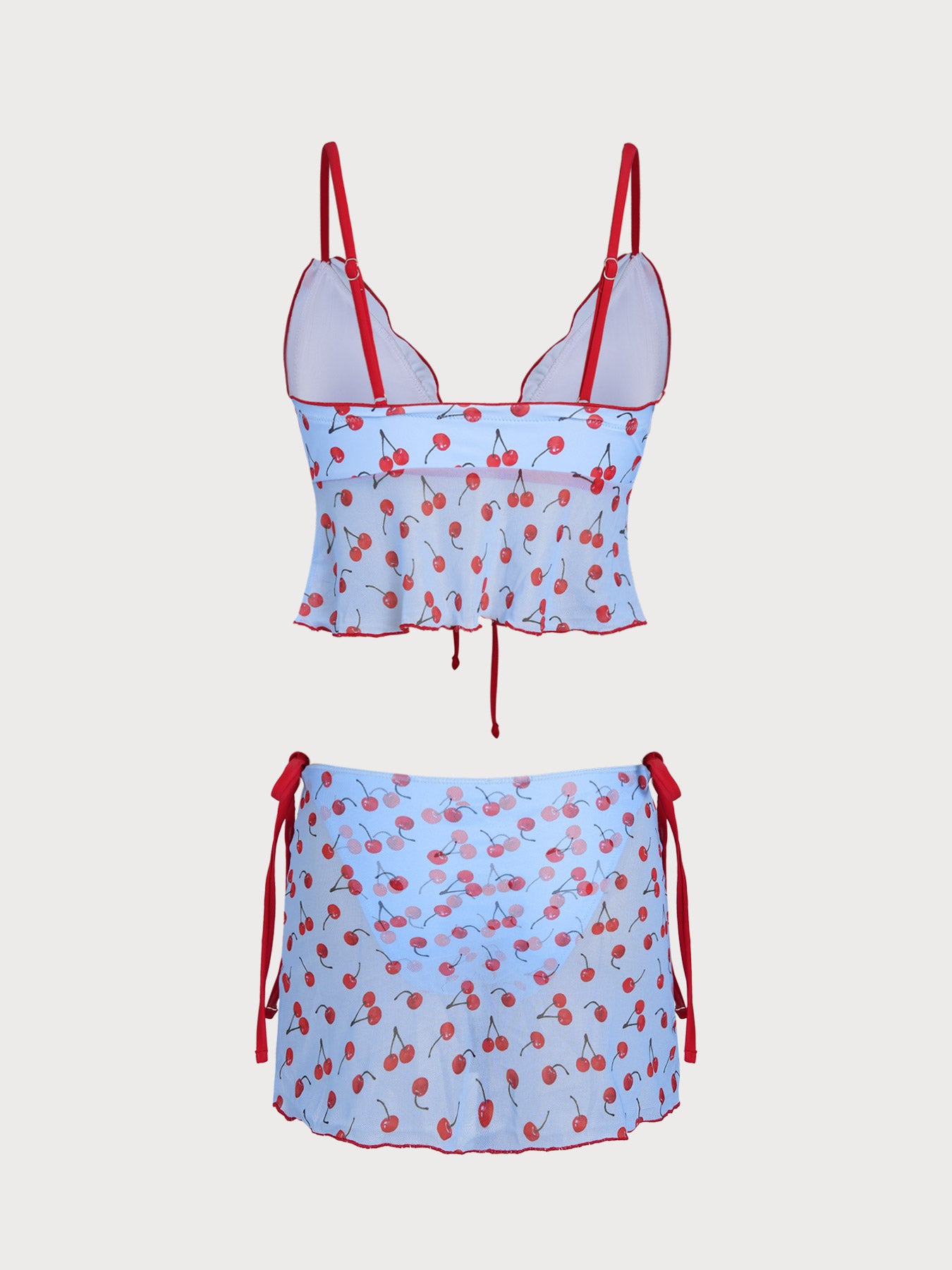 Women's Knitted Polyester Cherry Tankini Set Tankinis - SAMIOLSWIM