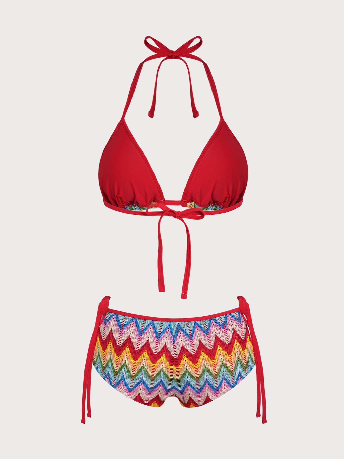 Women's Knitted Polyester Color Block Bikini Set Bikinis - SAMIOLSWIM