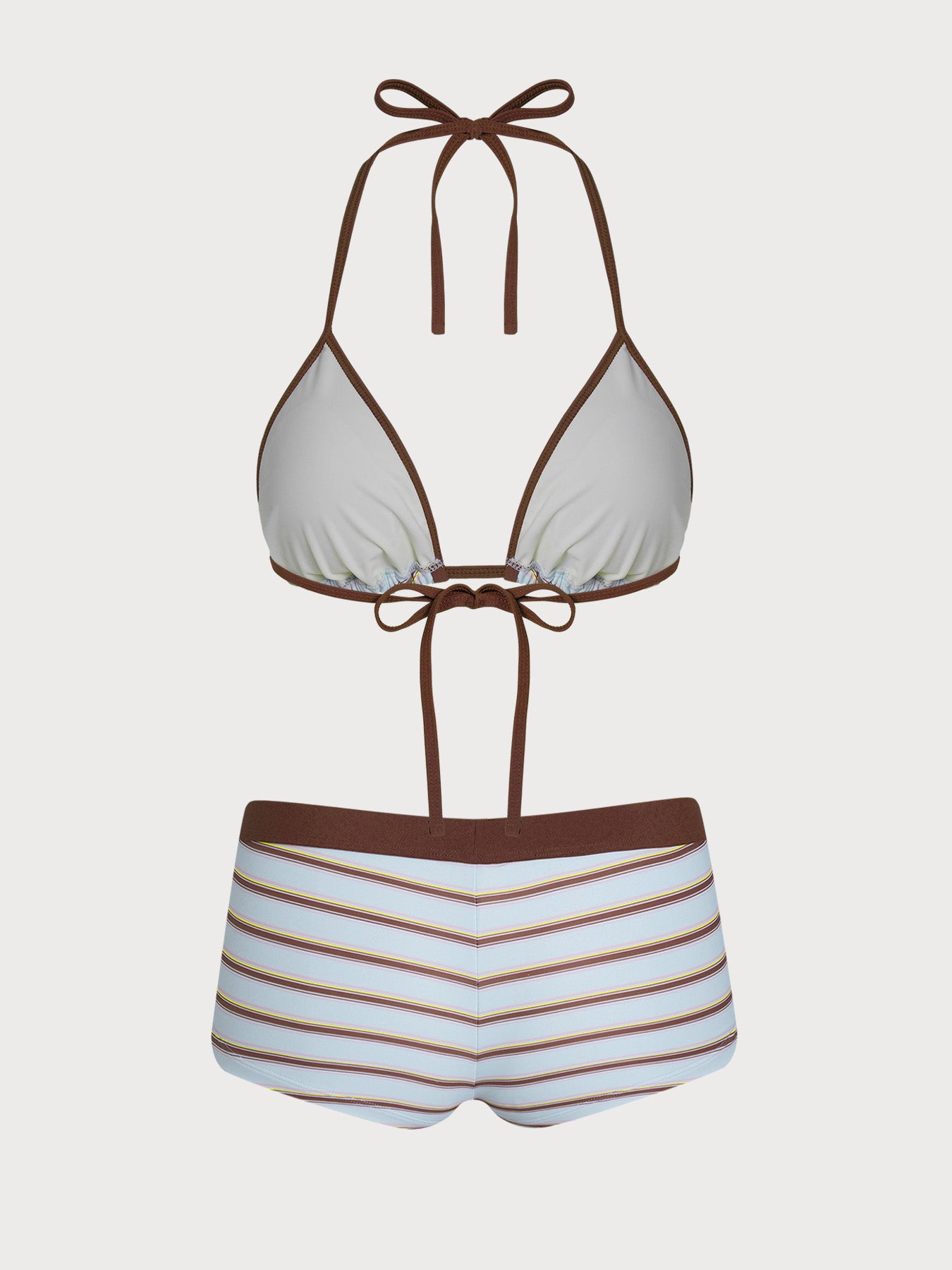Women's Knitted Polyester Color Block Tankini Suit Bikinis - SAMIOLSWIM