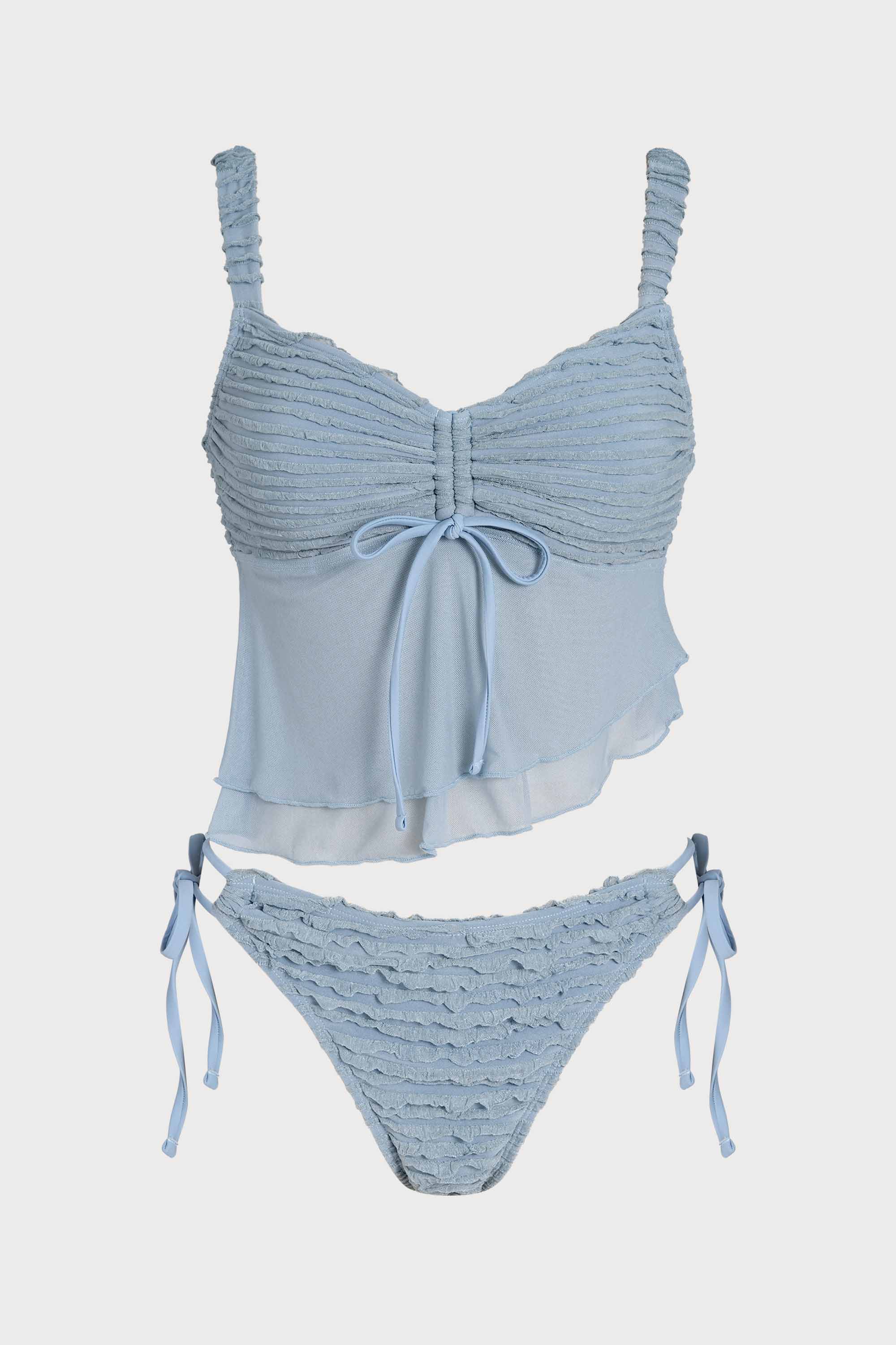 Women's Knitted Polyester Color Block Tankini Suit Tankinis - SAMIOLSWIM