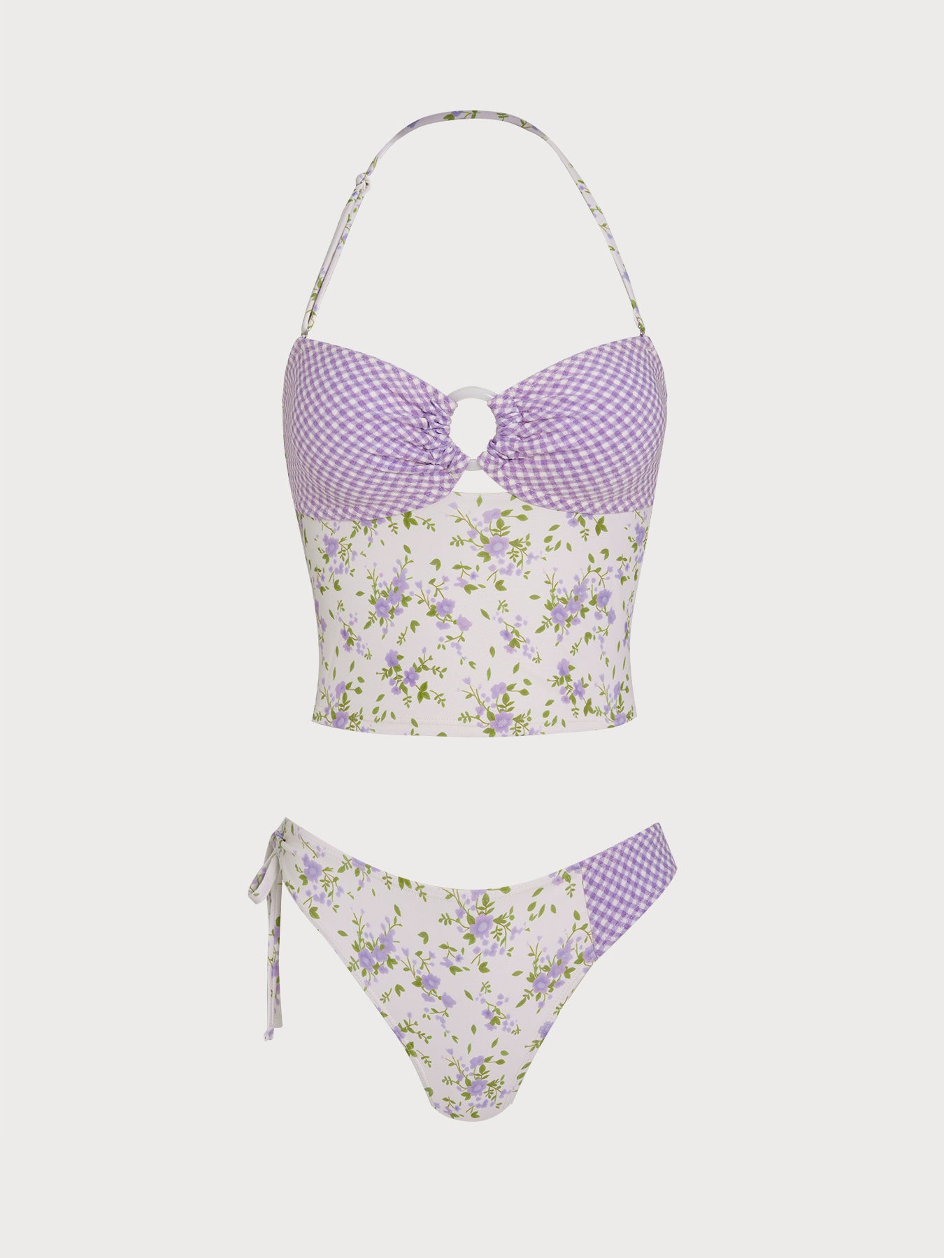 Women's Knitted Polyester Color Block Tankini Suit Tankinis - SAMIOLSWIM