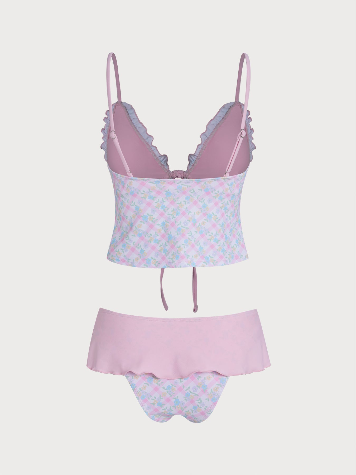 Women's knitted polyester colorful plaid tankini suit Tankinis - SAMIOLSWIM