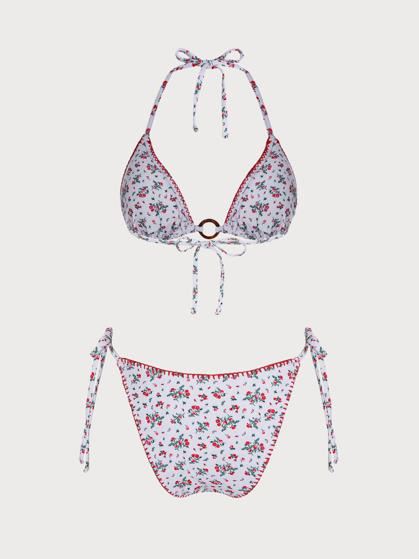 Women's Knitted Polyester Floral Print Bikini Set Bikinis - SAMIOLSWIM