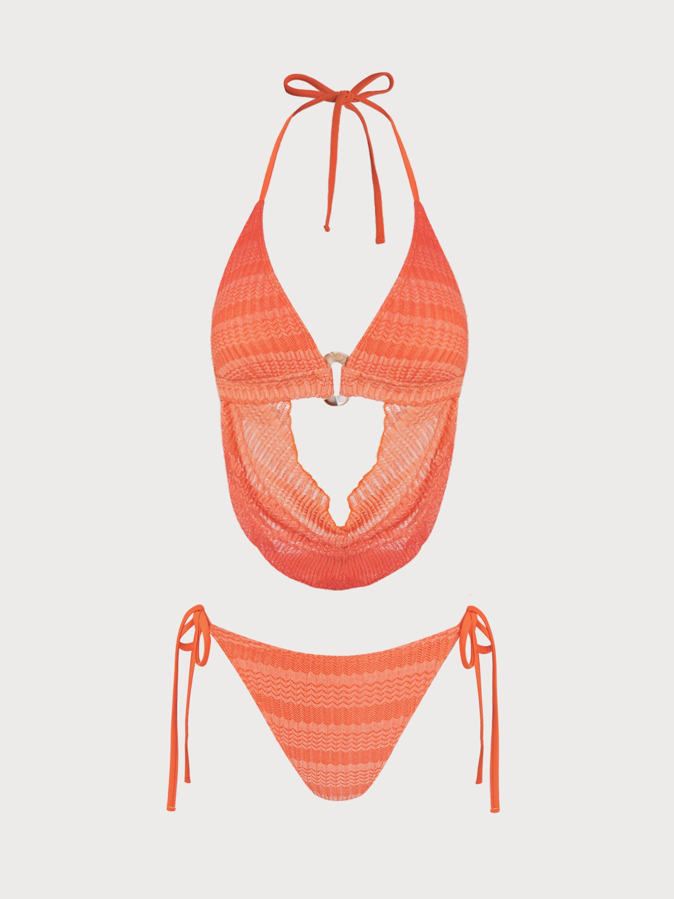 Women's Knitted Polyester Gradient Bikini Set Orange Bikinis - SAMIOLSWIM