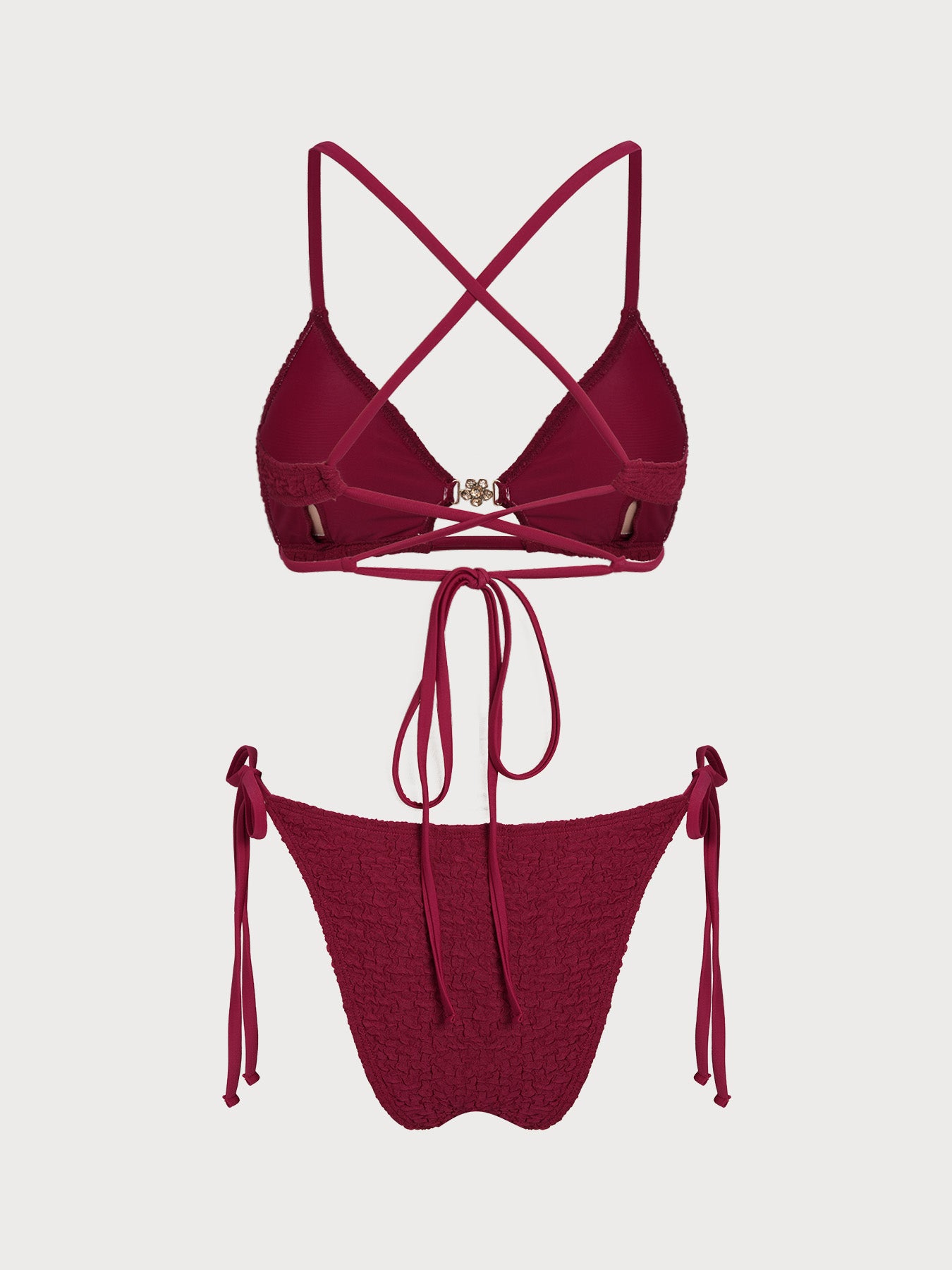 Women's Knitted Polyester Jacquard Trim Bikini Set Bikinis - SAMIOLSWIM